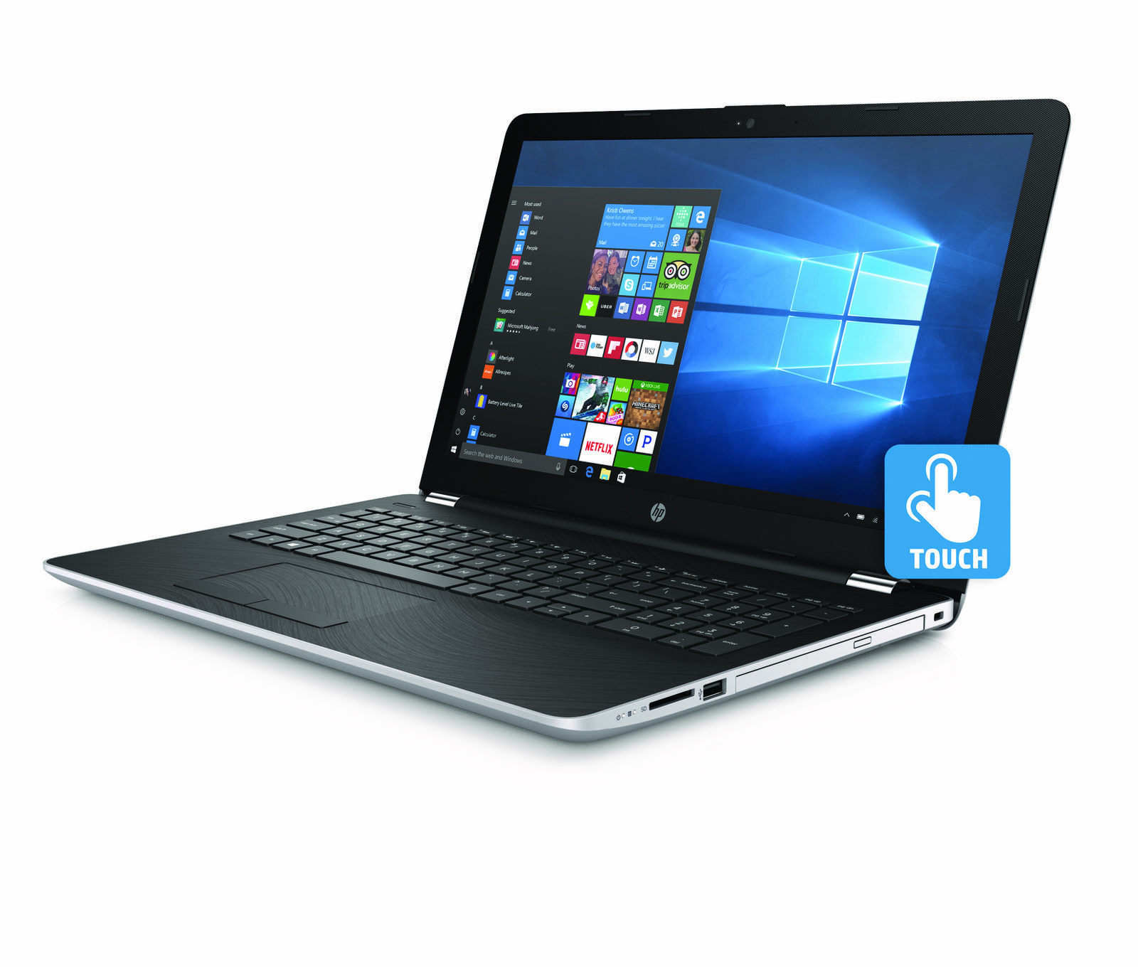 New HP 15-bs080wm, 15.6″ Natural Silver Touch Laptop, Windows 10, Intel Core