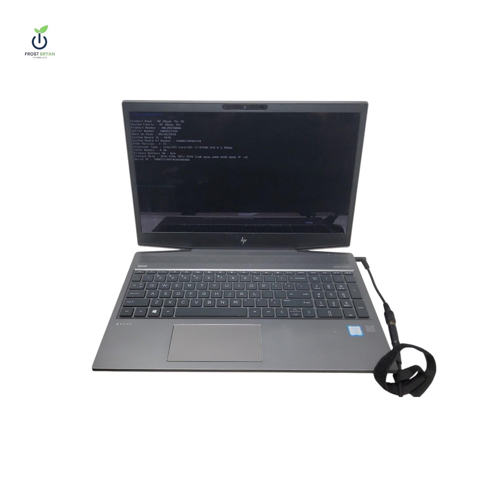 HP ZBook 15v G5 Laptop i7-8750H@2.20GHz 8 GB No SSD/Batt/OS Grade D [DEFECTIVE]