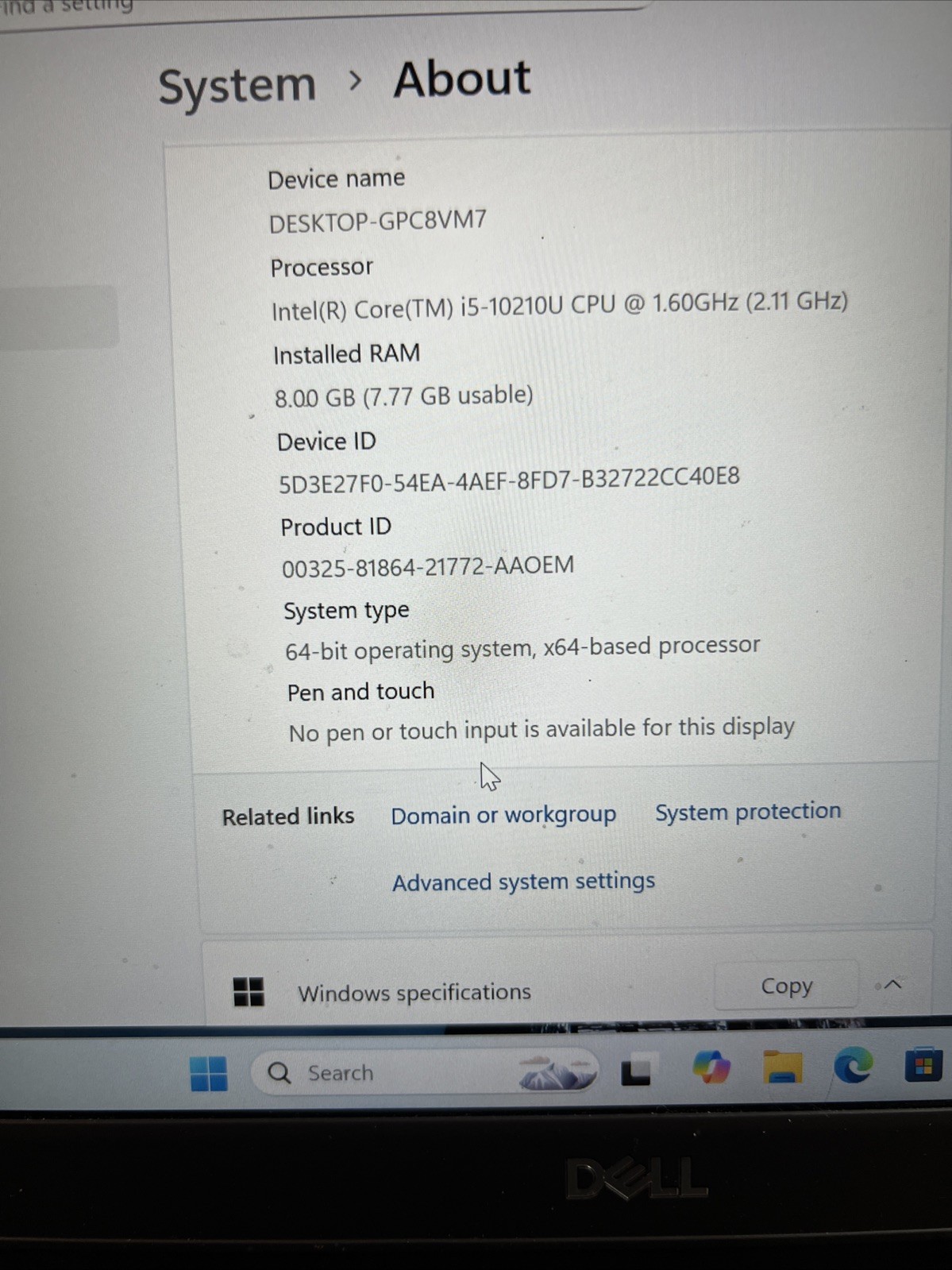 Dell Latitude 3410 14″ (i5-10210u 1.60GHz – 16GB RAM – 256GB SSD – Win11 Home)