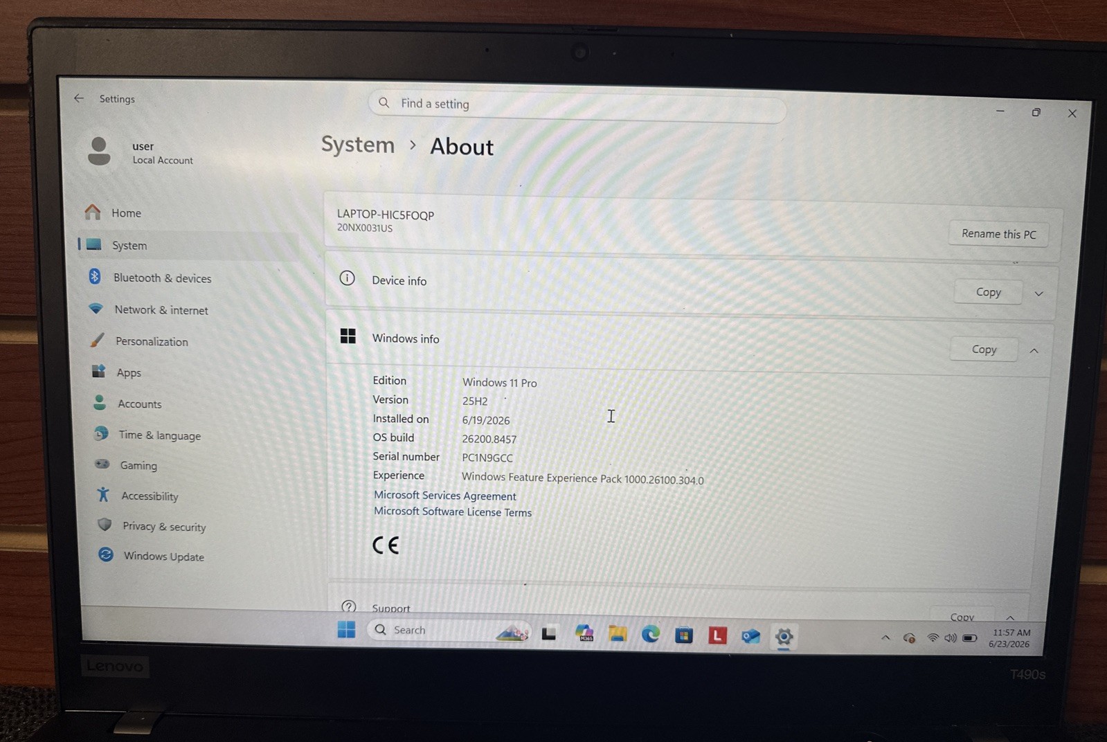Lenovo ThinkPad T490s i7-8665U 1.9GHz 16GB 512GB NVMe 14″ W11P Laptop