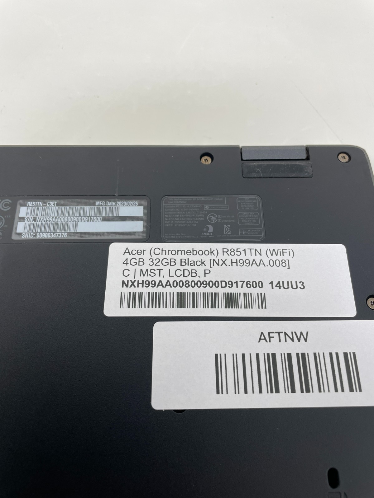 Acer Chromebook 12″ 4GB 32GB R851TN, Black Laptop Computer