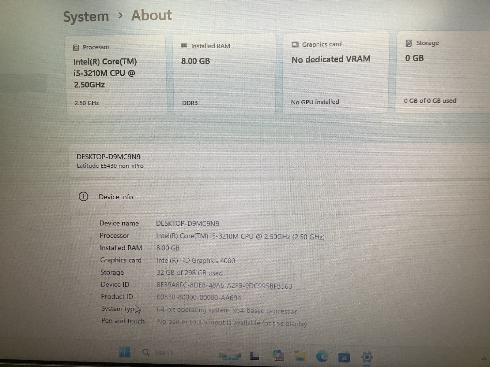 Dell Latitude E5430 14″ Intel i5-3210M 2.5GHz 8GB RAM 320GB HDD Win 11 Pro