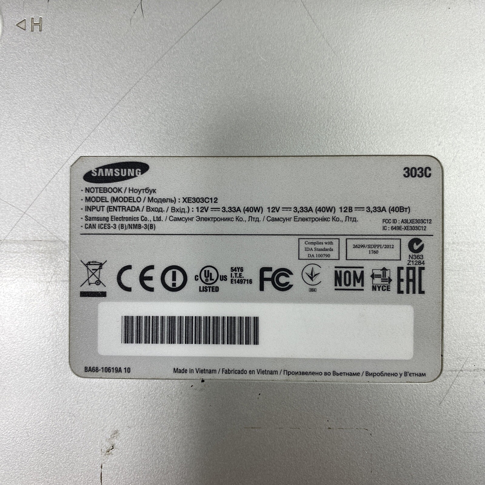 Samsung Chromebook XE303C12 16GB eMMC 1.7GHz 2GB DDR3L 0.3MP webcam 46% BATTERY