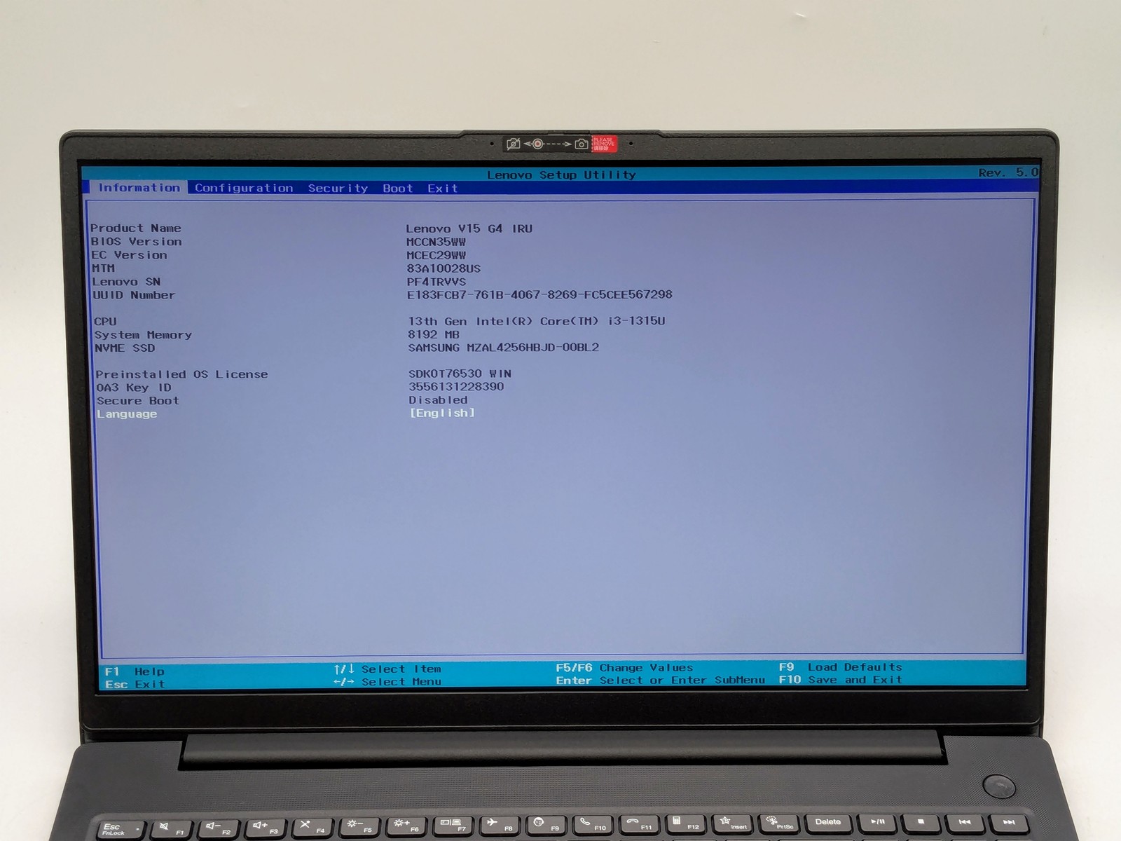 Lenovo V15 G4 IRU 15″ FHD 13TH I3-1315U 256GB SSD 8GB W11P Webcam