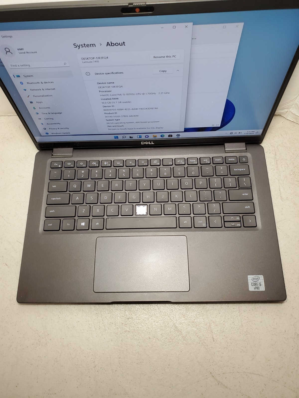 Dell Latitude 7410 14″ Laptop i5-10310U 1.7GHz 16GB RAM 256GB SSD Win11 #69