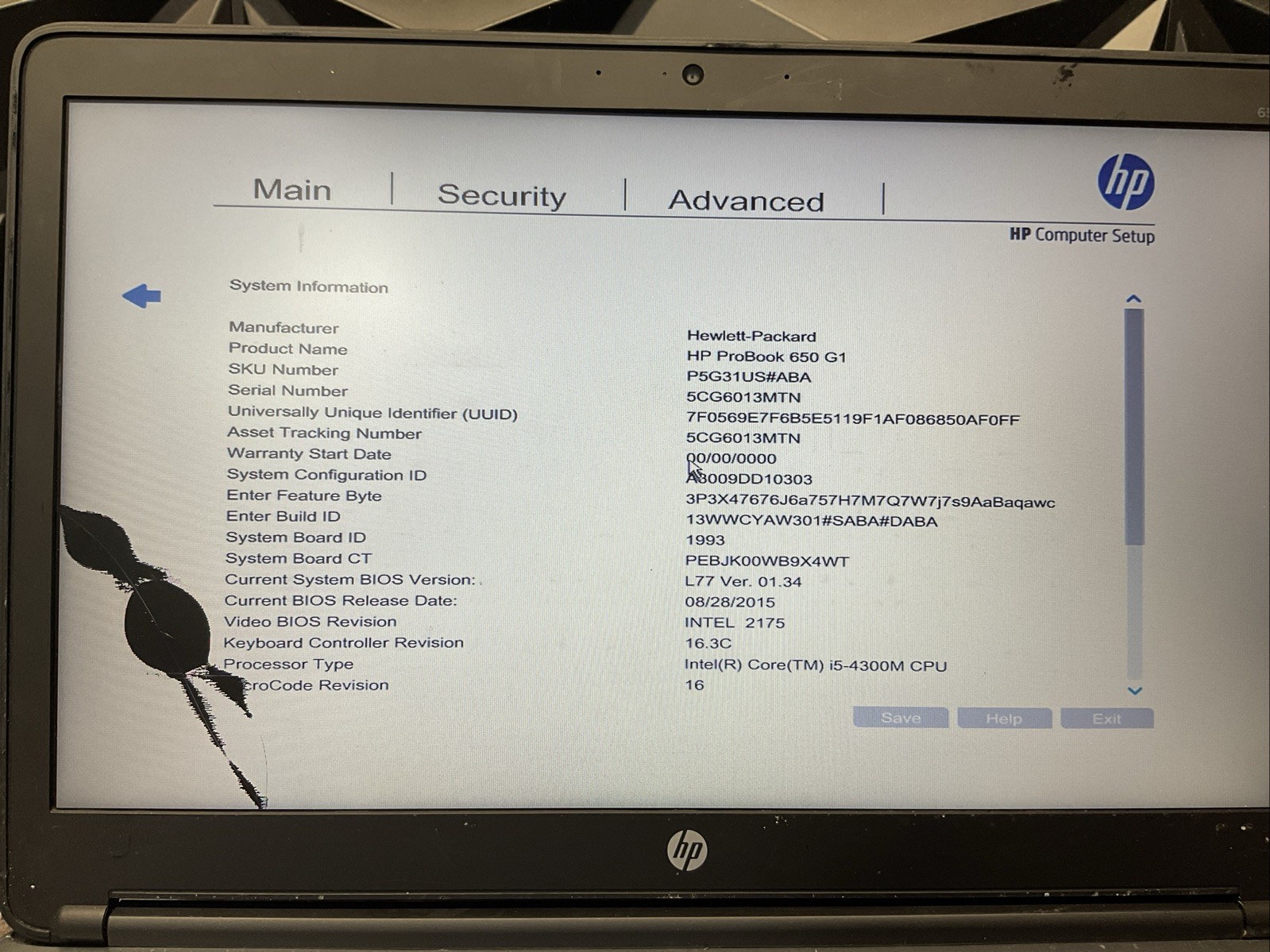 ProBook 650 G1 / i5 4th / No RAM Laptop Notebook PC / M5