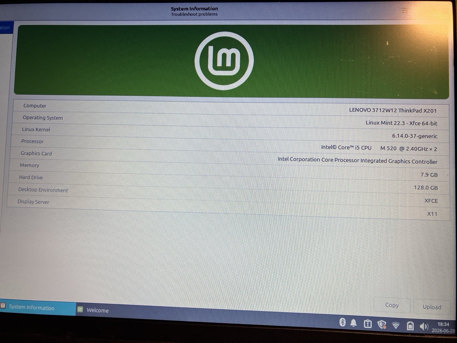 Lenovo ThinkPad X201 – 8GB RAM – Linux Mint
