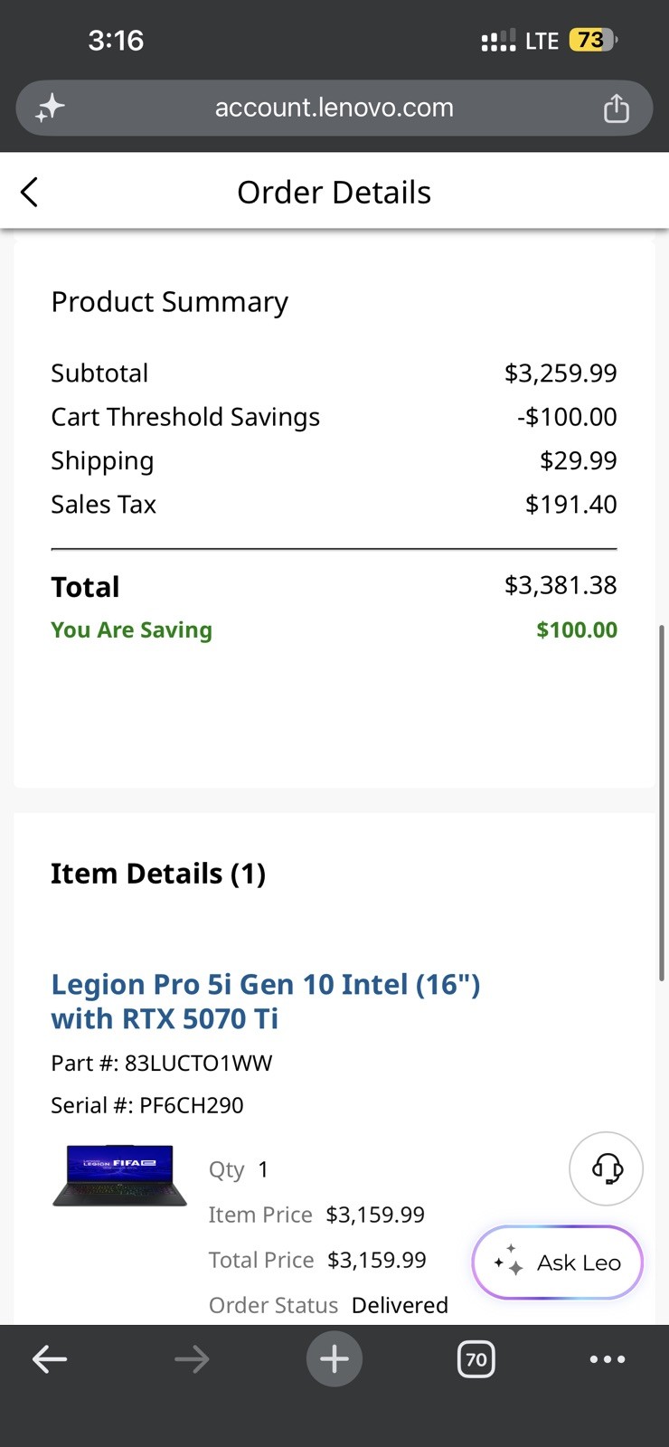 Lenovo Legion Pro 5 16in Ultra 9 275HX 1TB SSD RTX 5070 Ti QHD+ OLED
