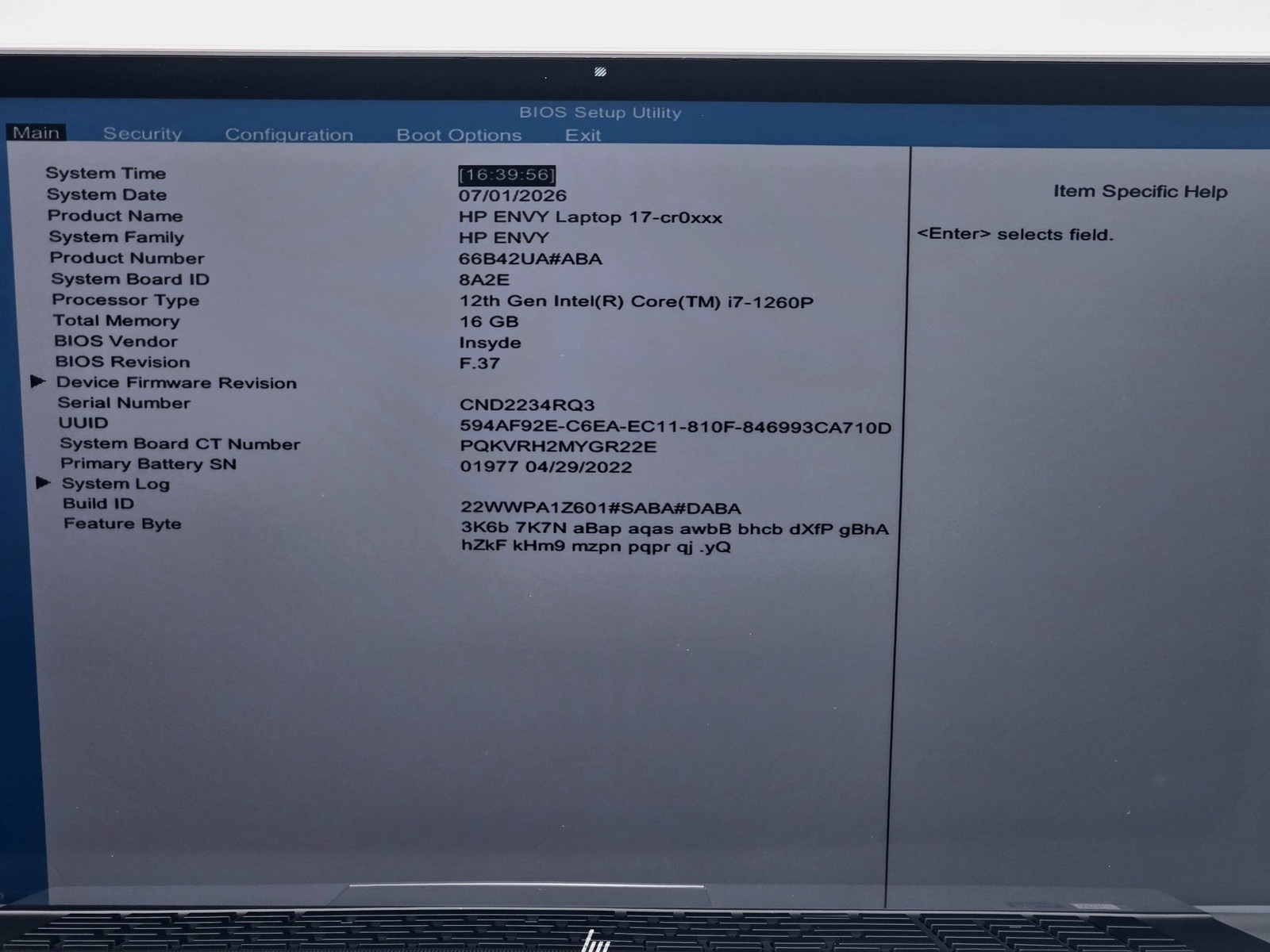 HP Envy Laptop 17-cr0013dx 17″ FHD Touch I7-1260P 512GB SSD 16GB W11 Webcam