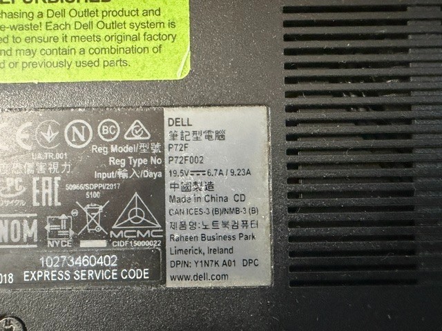 Dell G5 15 5587 Core i5-8300H 2.3GHz GTX 1050Ti 16GB RAM 256GB WIN 11-*AS_IS*