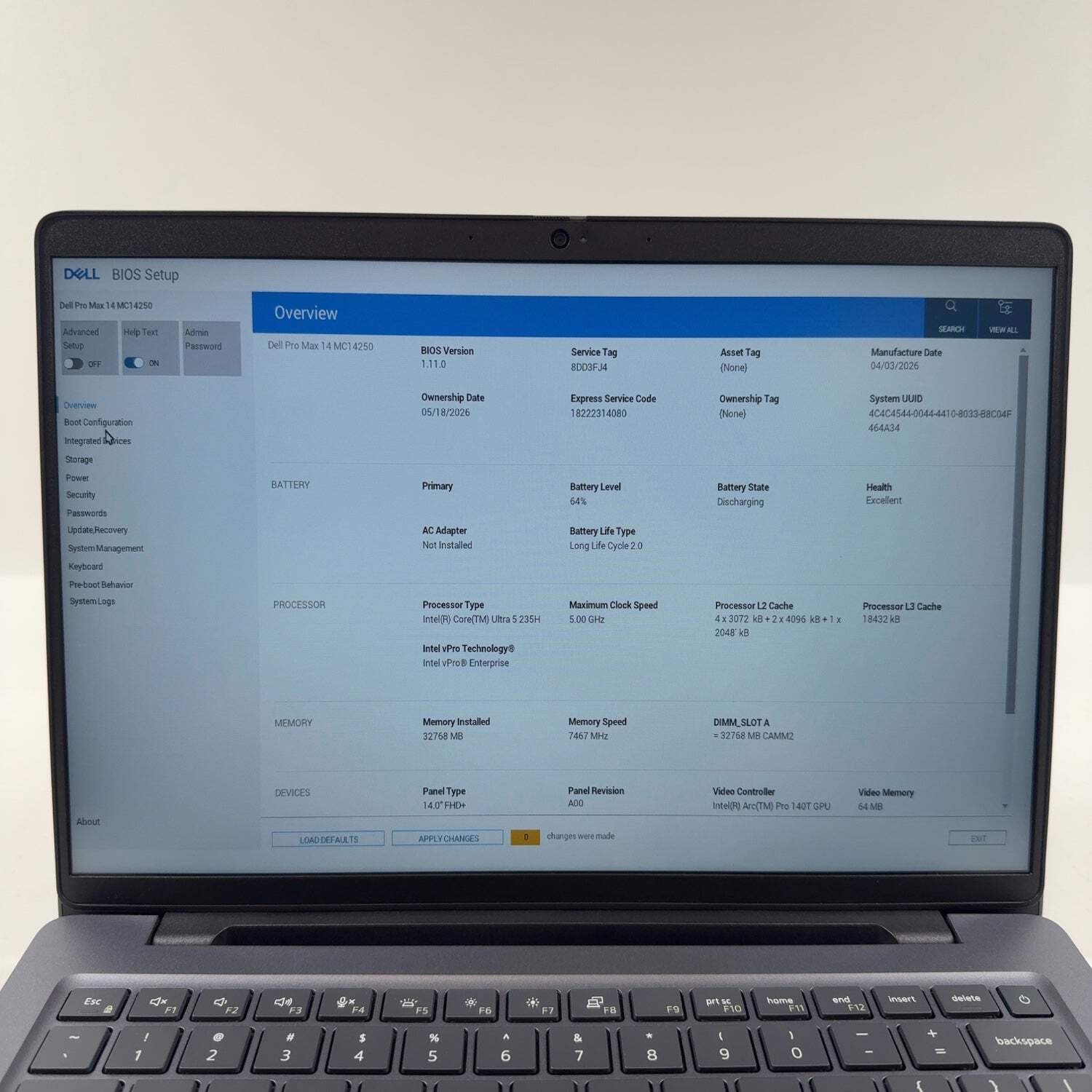 Dell Pro Max 14 MC14250 14″ Core Ultra 5 235H 2.4GHz 32GB RAM 512GB SSD
