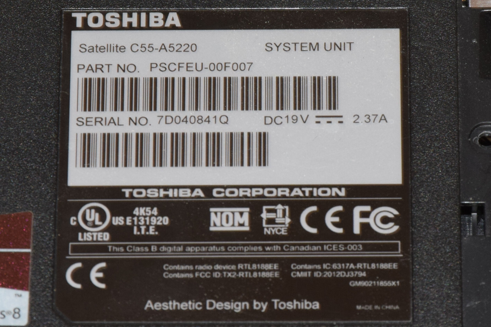 DEAD JUNK Toshiba Satellite C55-A5220 15.6″ Laptop Incomplete AS IS Parts Repair