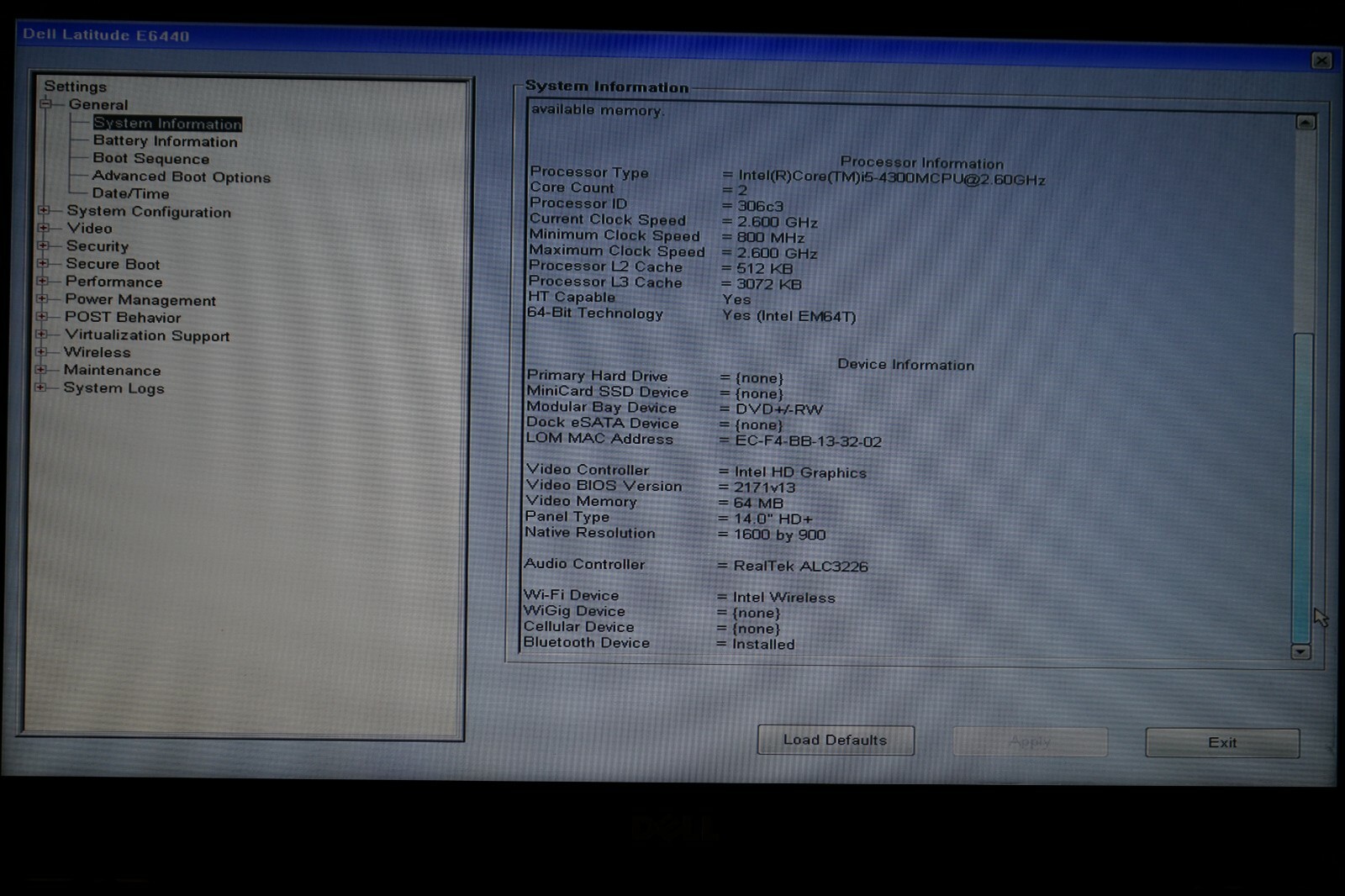 ^ Dell Latitude E6440 14″ Intel Core i5-4300M @ 2.60GHz 8GB Ram No HD #C1412