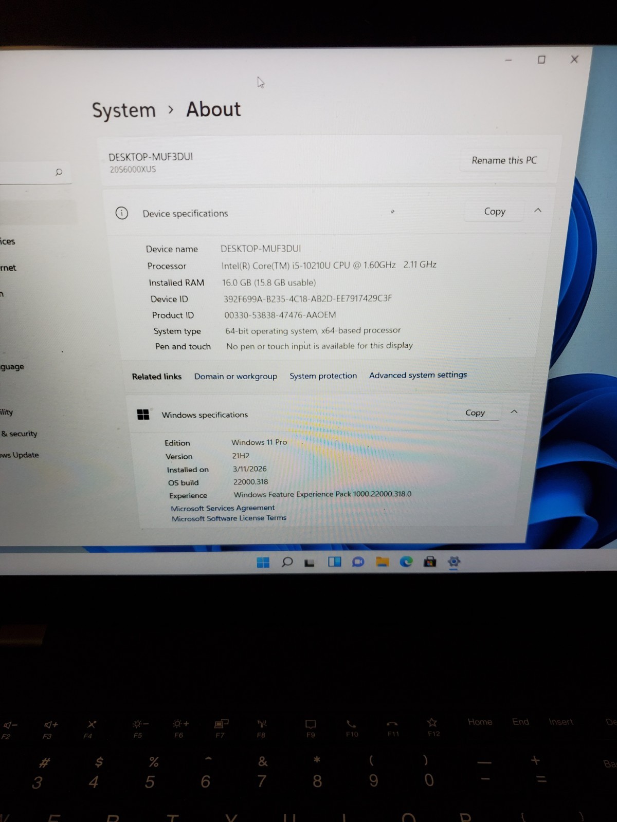 Lenovo ThinkPad T15 15.6″ Laptop i5-10210u 16GB RAM 256GB SSD Win11 #69