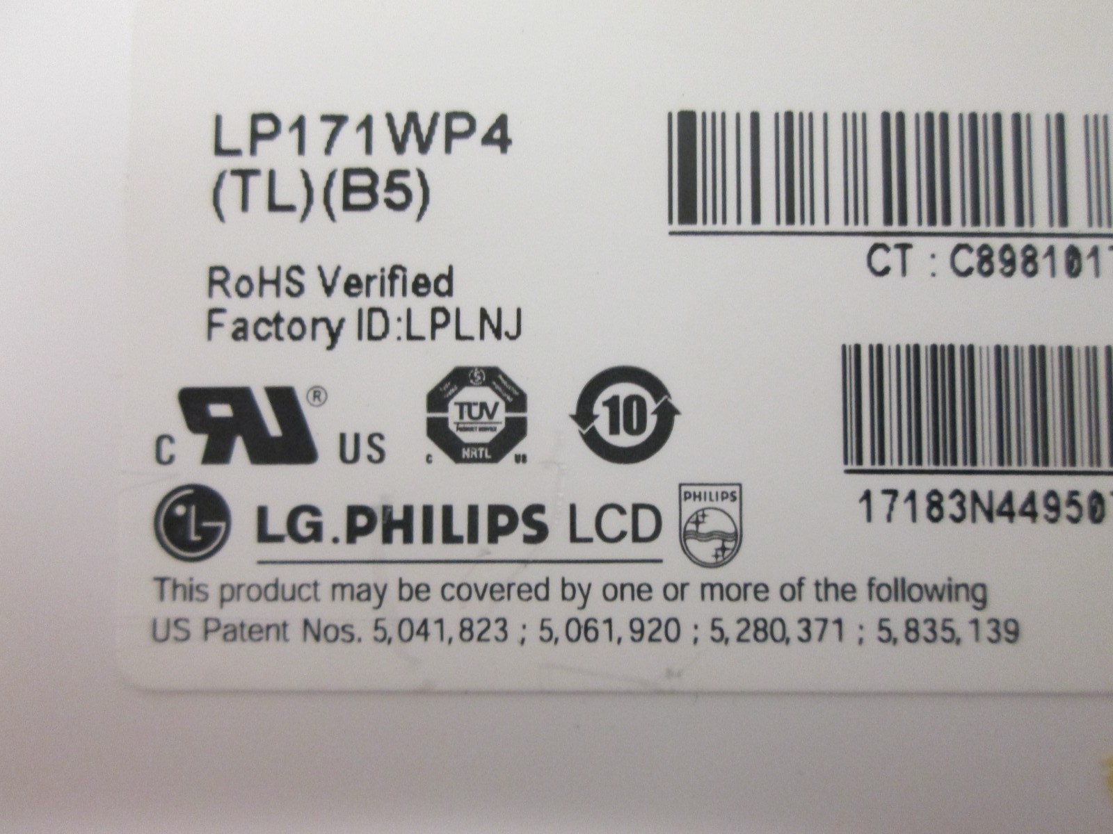 LG Philips 17.1″ LP171WP4 TL B5 1440×900 Laptop LCD Screen