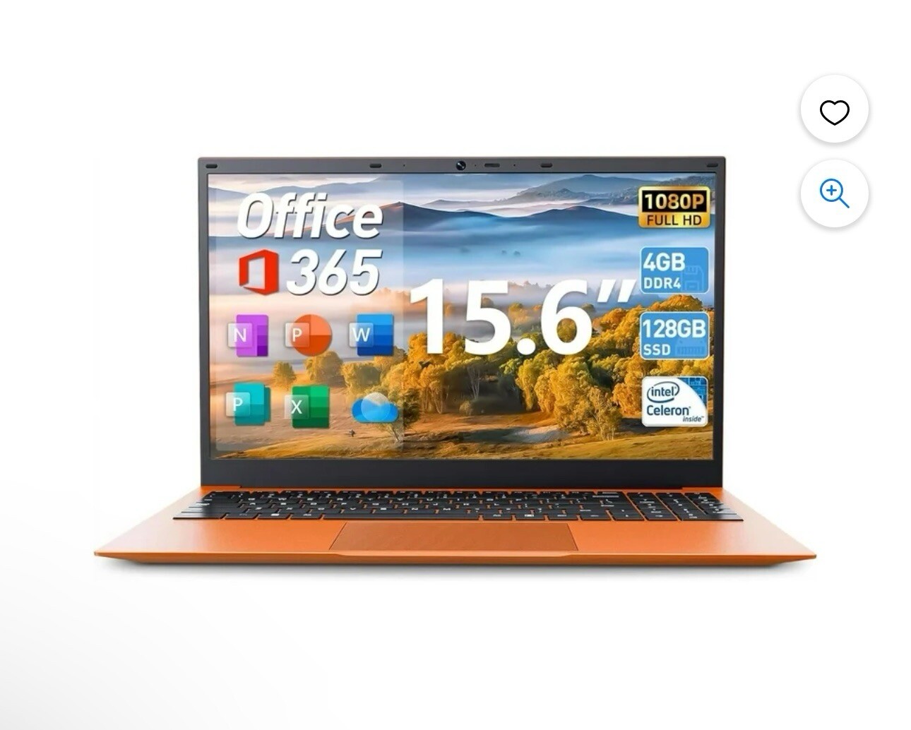 Naclud 15.6” Windows 11 Laptop 4GB DDR4 128GB ROM Computer, 4 Core Celeron N5095