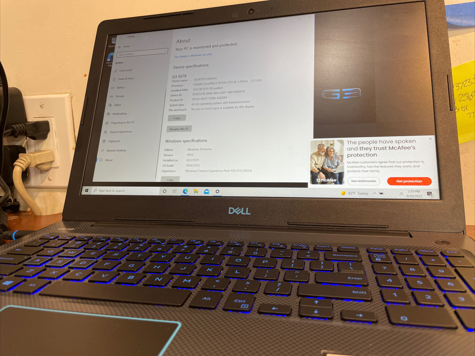 Dell G3 3579 15-inch Gaming Laptop Core i7-8750H 16GB 512GB SSD I-7418- JE OBO