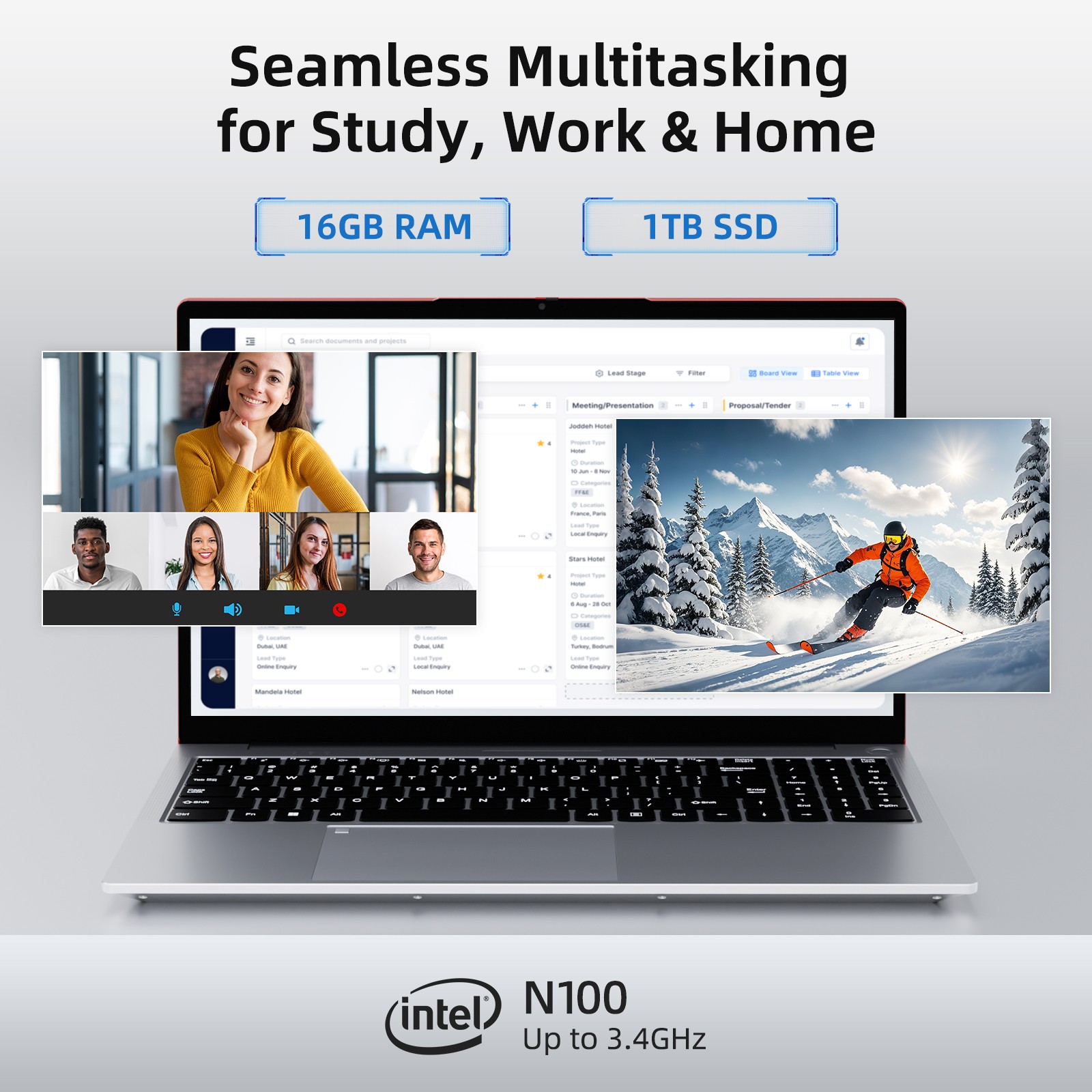 15.6 IPS FHD Laptop Intel Pentium Quad Core N100 Backlit Kb Fingerprint 3.4GHz