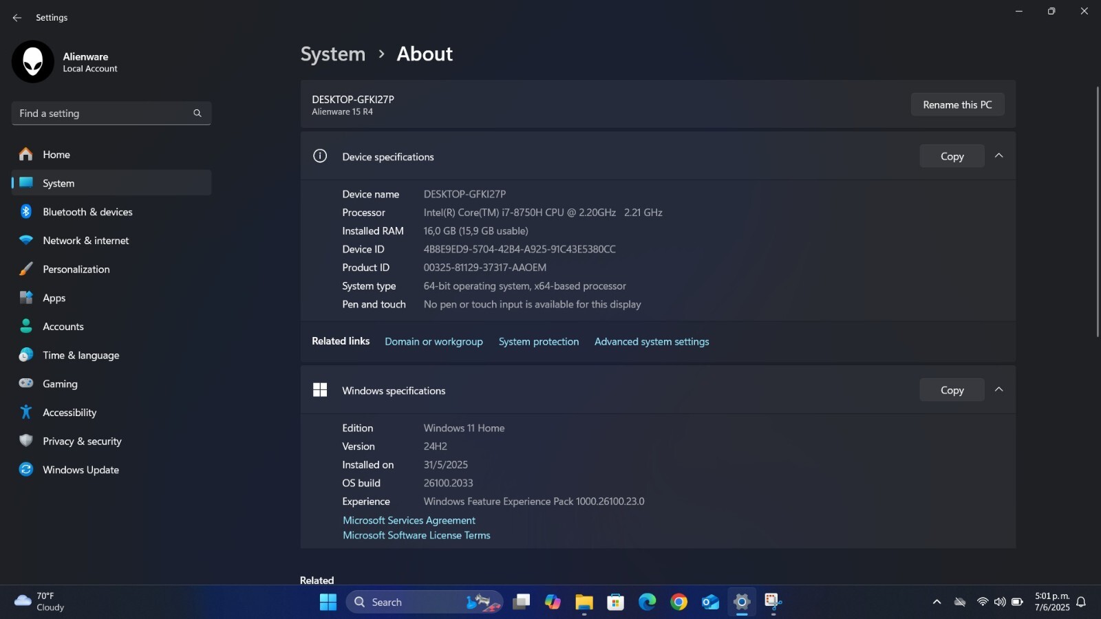 💻 Alienware 15 R4 Gaming Laptop – i7-8750H | GTX 1060 | 256GB M.2 SSD + 1TB HDD