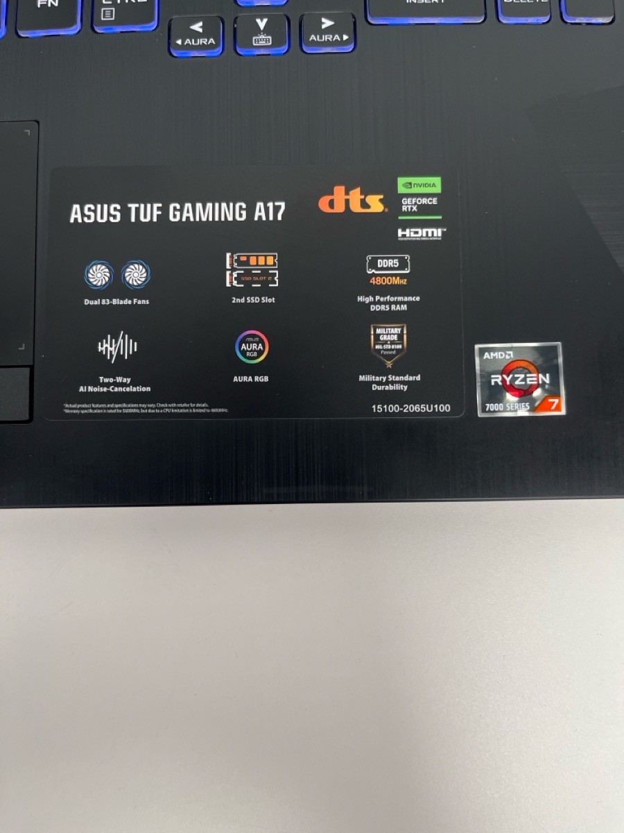 ASUS TUF LAPTOP WINDOWS 11 RYZEN 7 7000 SERIES 8GB RAM, 16 CPU@3.1GH (P04024466)