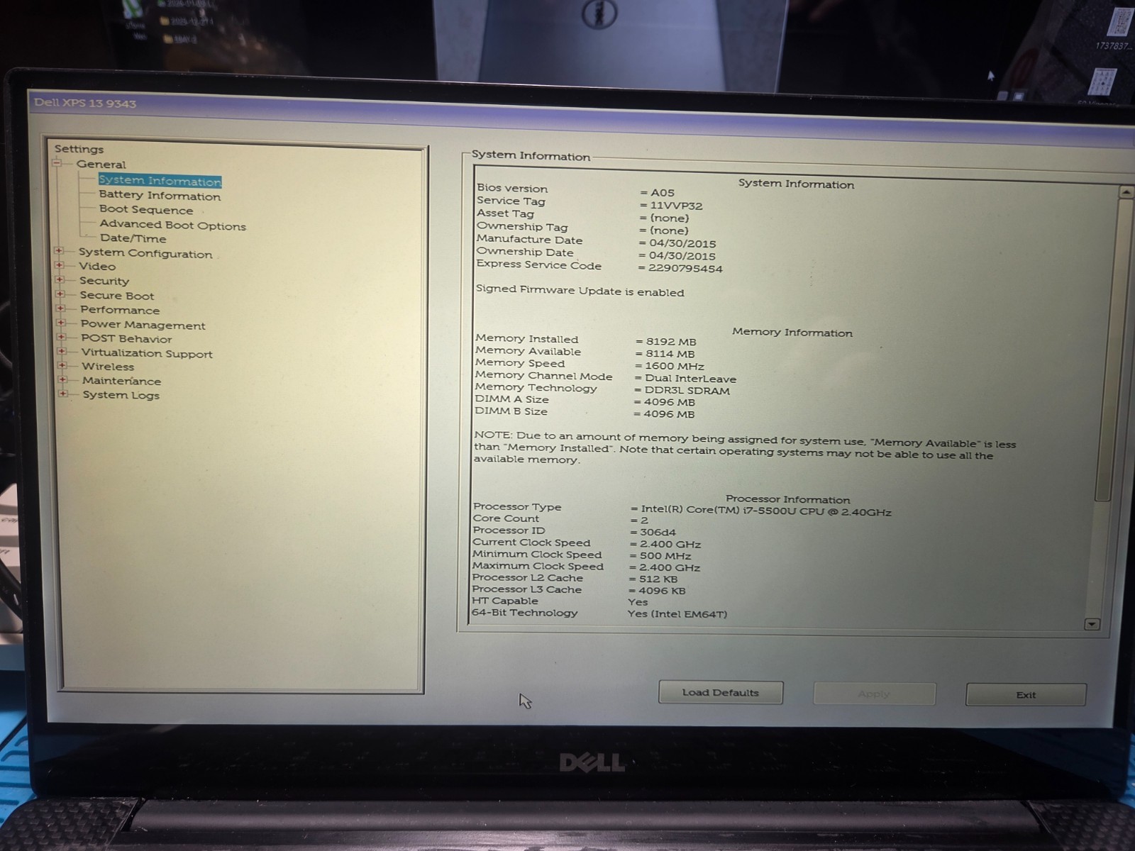 DELL XPS 13 9343 13.3″ QHD I7-5500U 8GB RAM 256GB SSD touch Screen