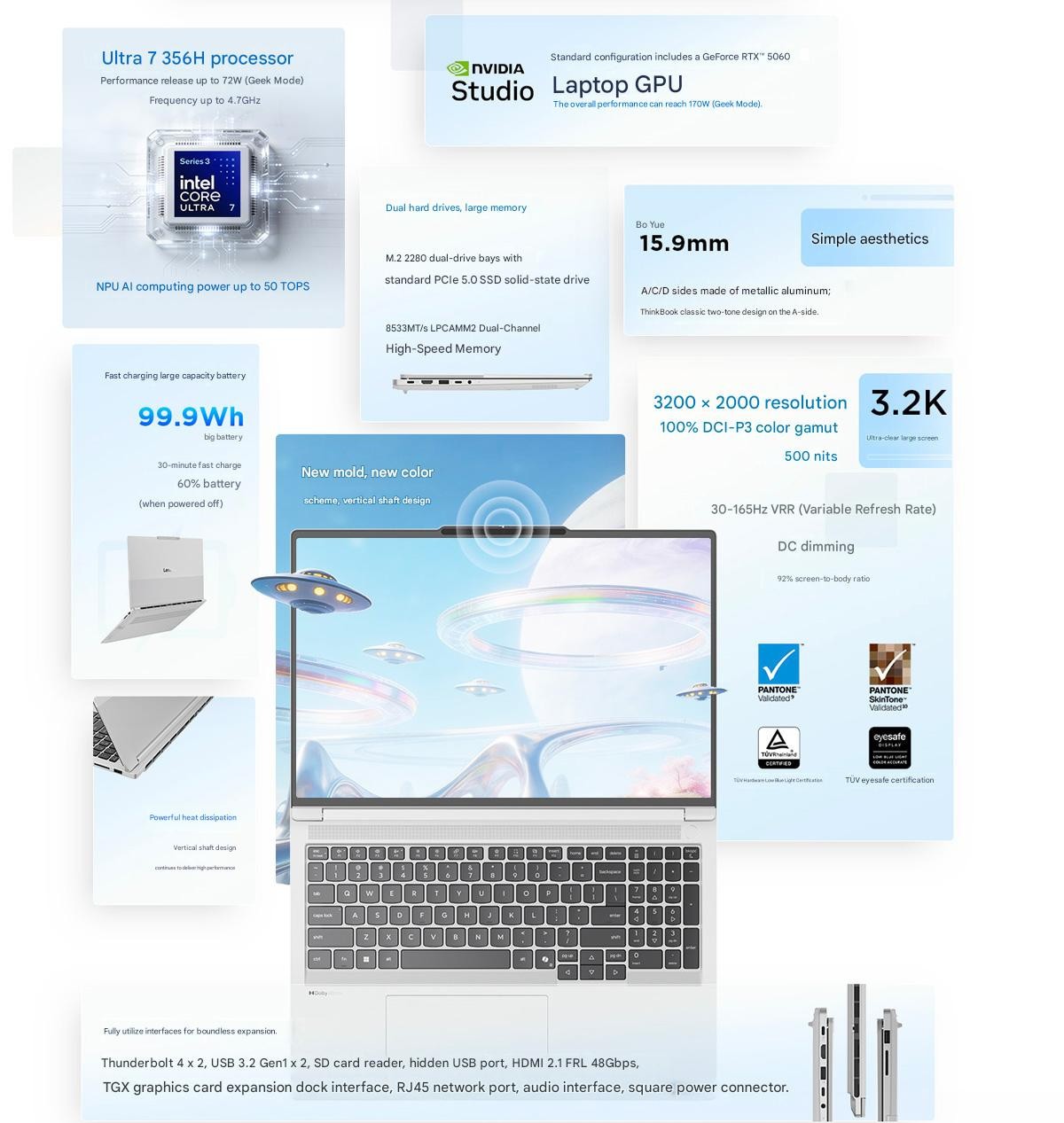 Lenovo ThinkBook 16+ 2026 Laptop Intel Cor Ultra 7 356H RTX5060 16″ 3.2K 165Hz