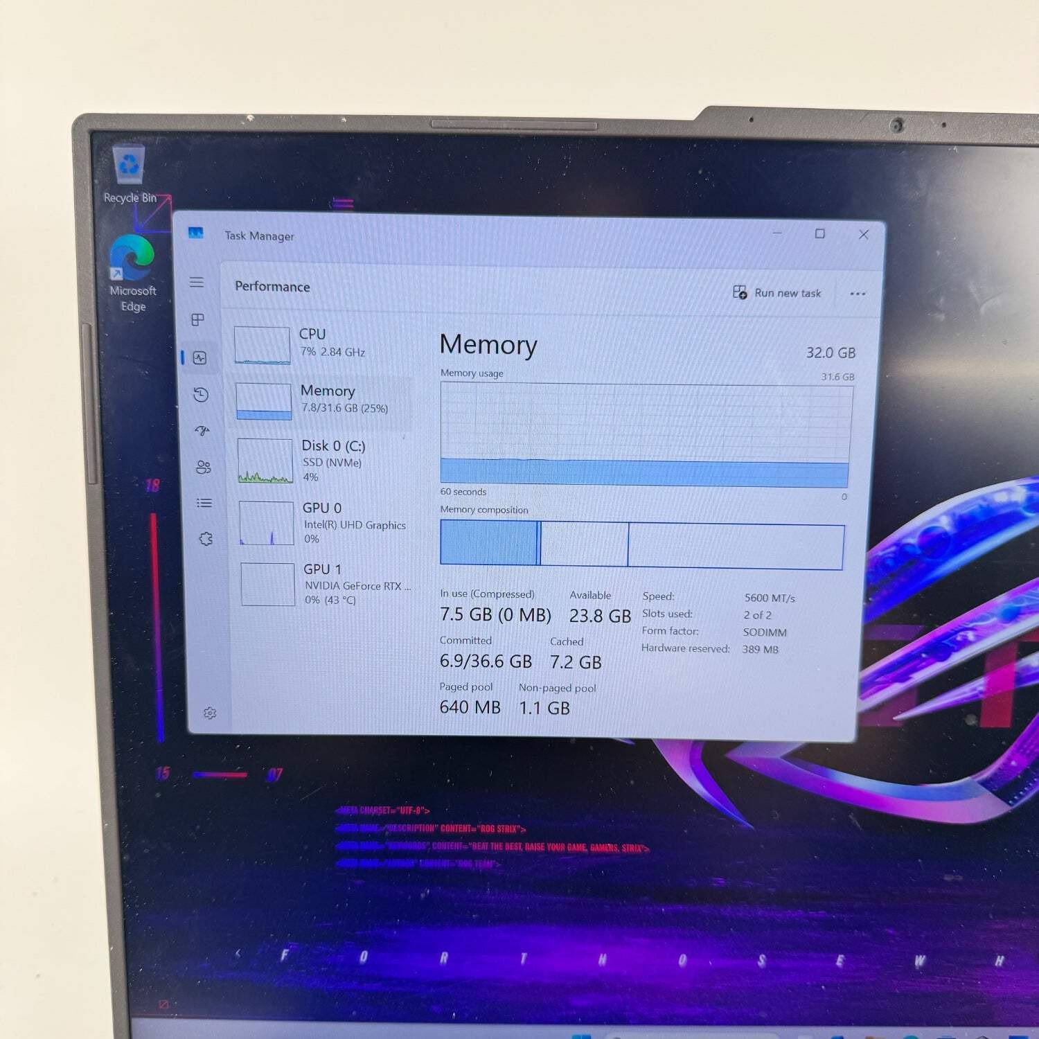 Asus ROG Strix G16 G614J 16″ i9-14900HX 2.2GHz 32GB RAM 1TB SSD GeForce RTX 4060