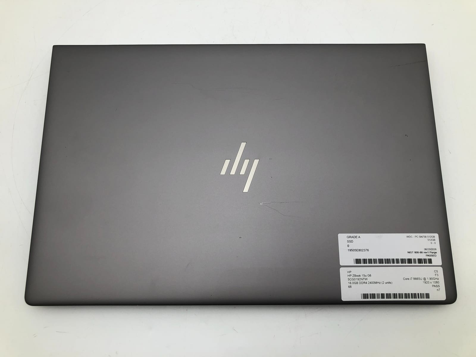 HP | ZBook 15u G6 | i7-8665U | 16GB | 512GB NVMe | Win 11 Pro | 68% Battery