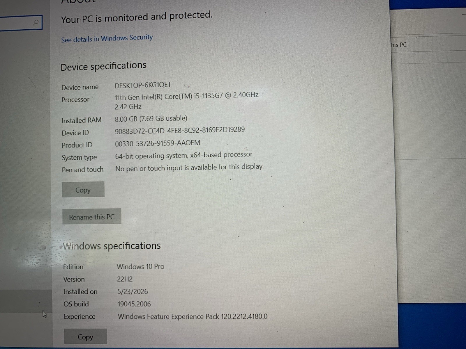 HP Probook 450 G8 i5-1135G7 @2.40GHz 8GB RAM 256GB SSD (No Adapter) #9