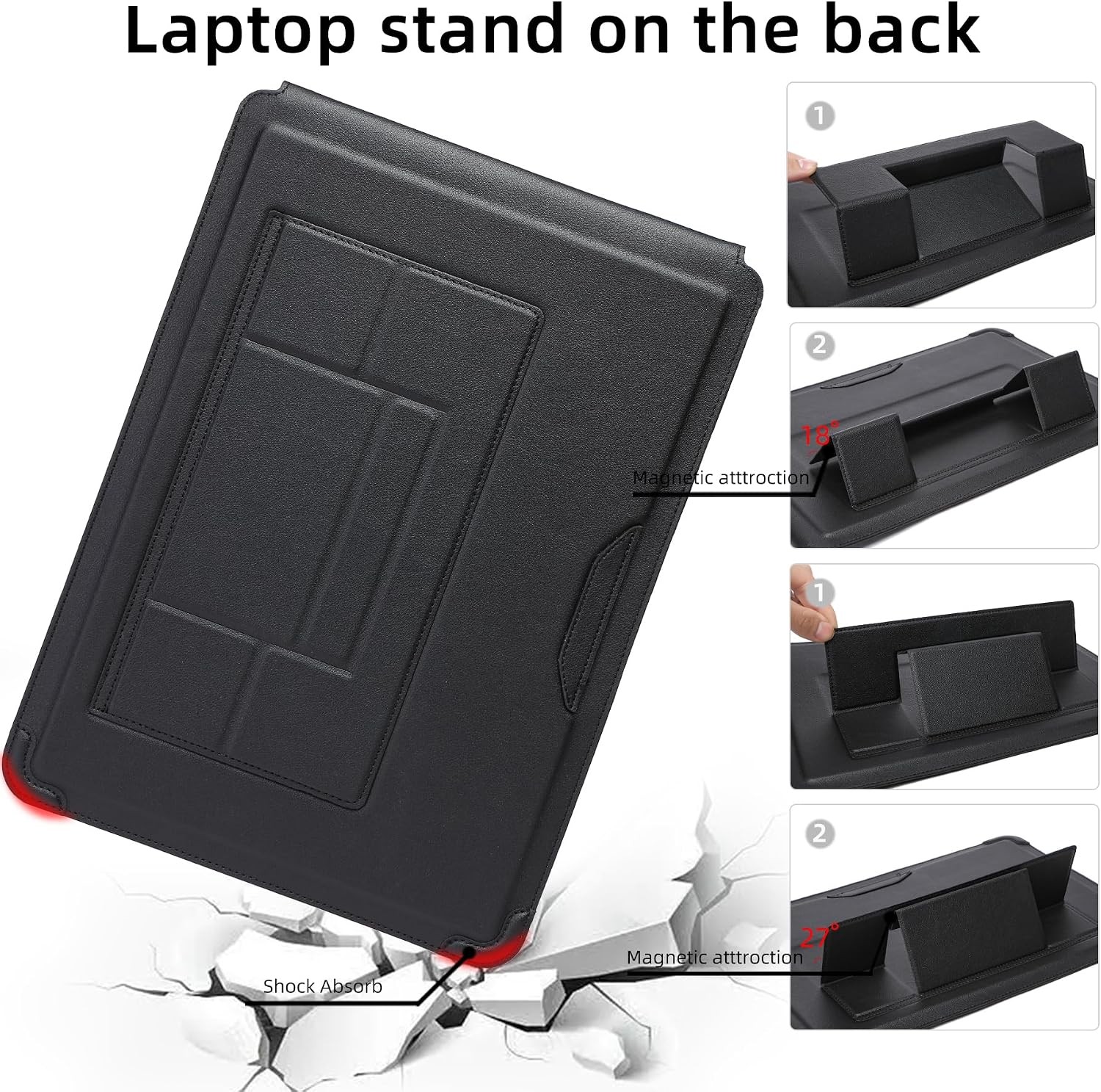 16-Inch Slim Soft Cover Laptop Sleeve Case with Stand for MacBook Pro/Air & More