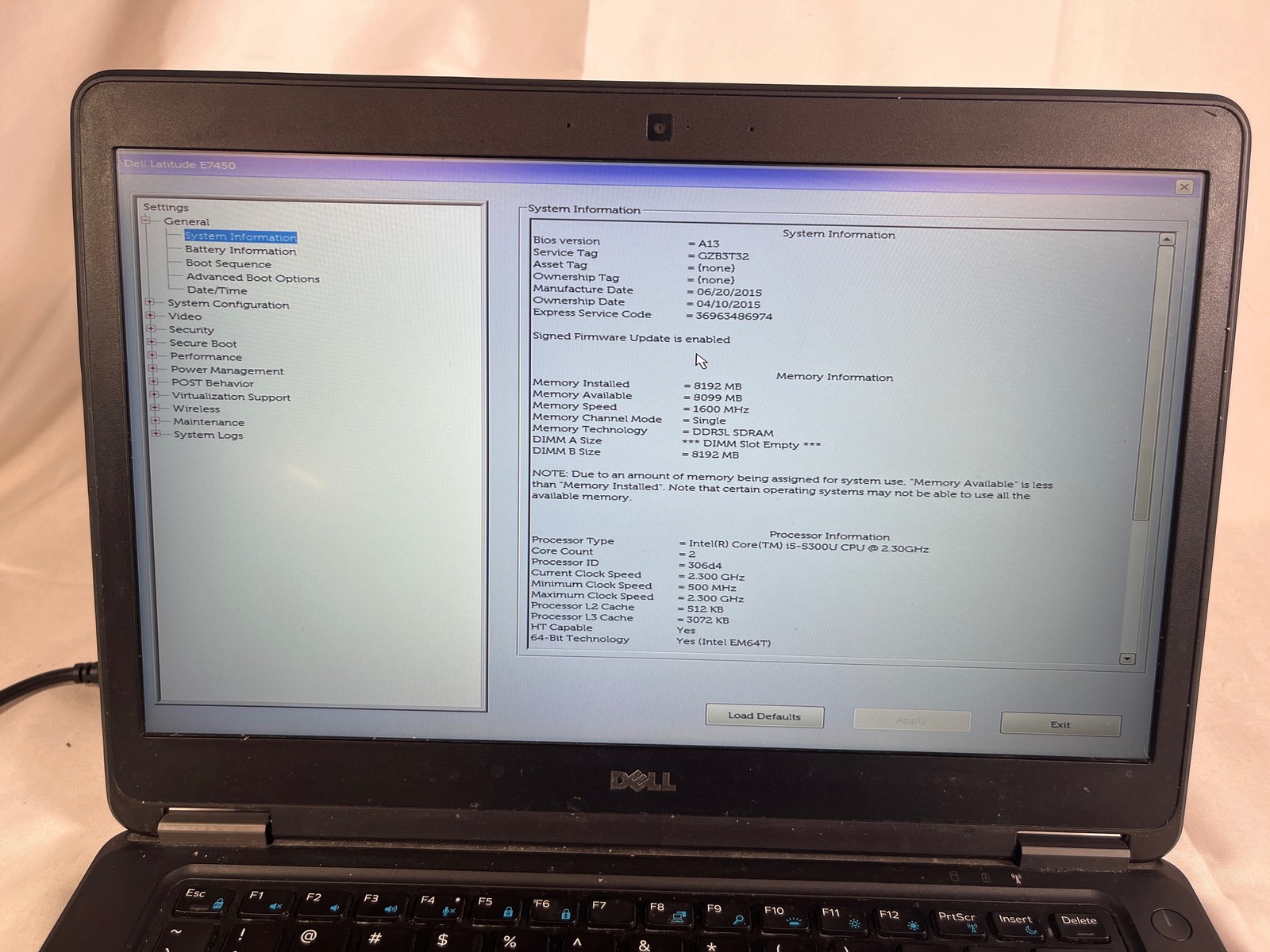 Dell Latitude E7450 Intel Core i5-5300U 8 GB No Drive 14″ FOR PARTS/REPAIR