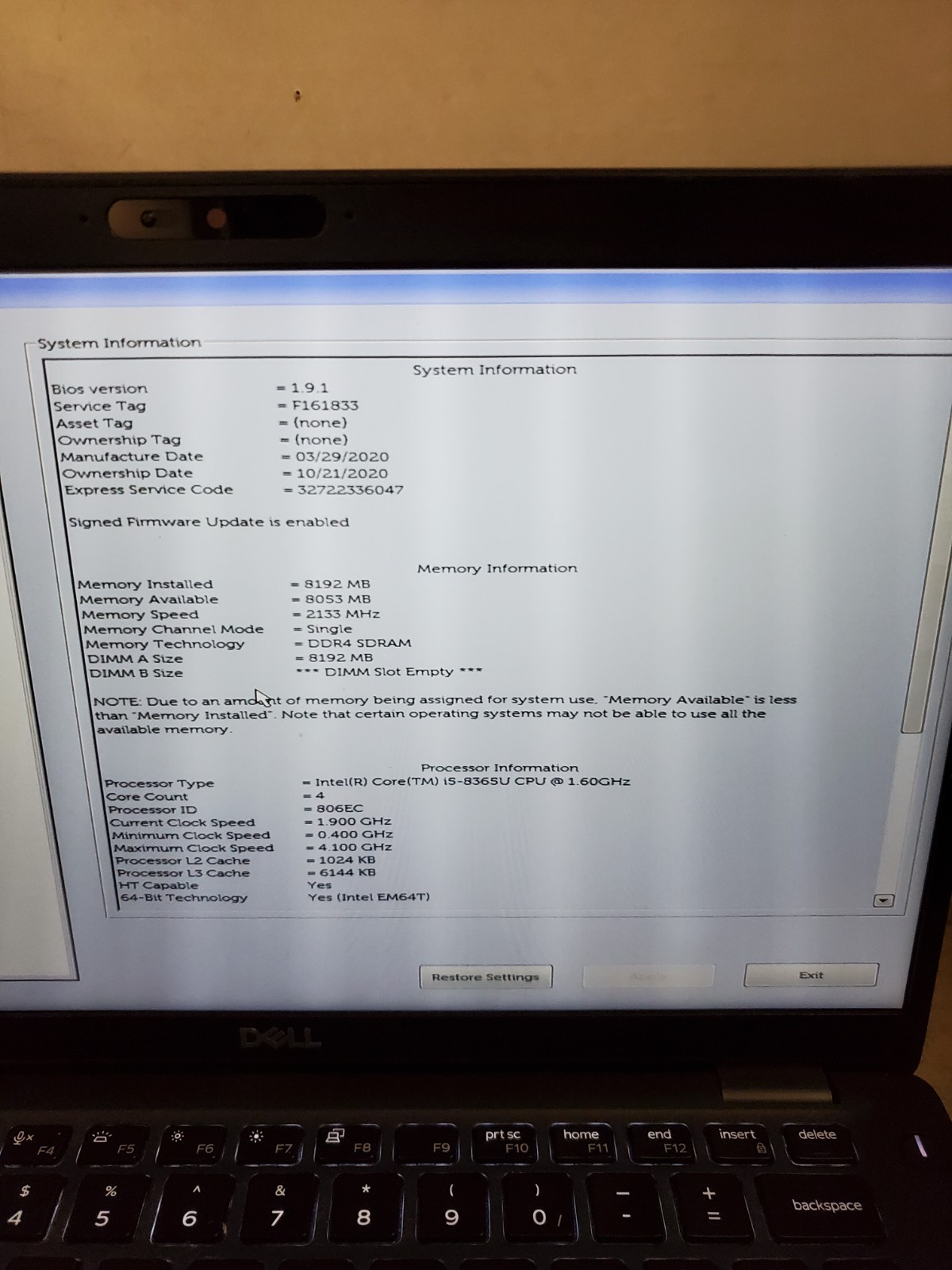 Dell Latitude 5400 14″ Laptop i5-8365U 1.6GHz 8GB RAM 128GB SSD Win11 #69