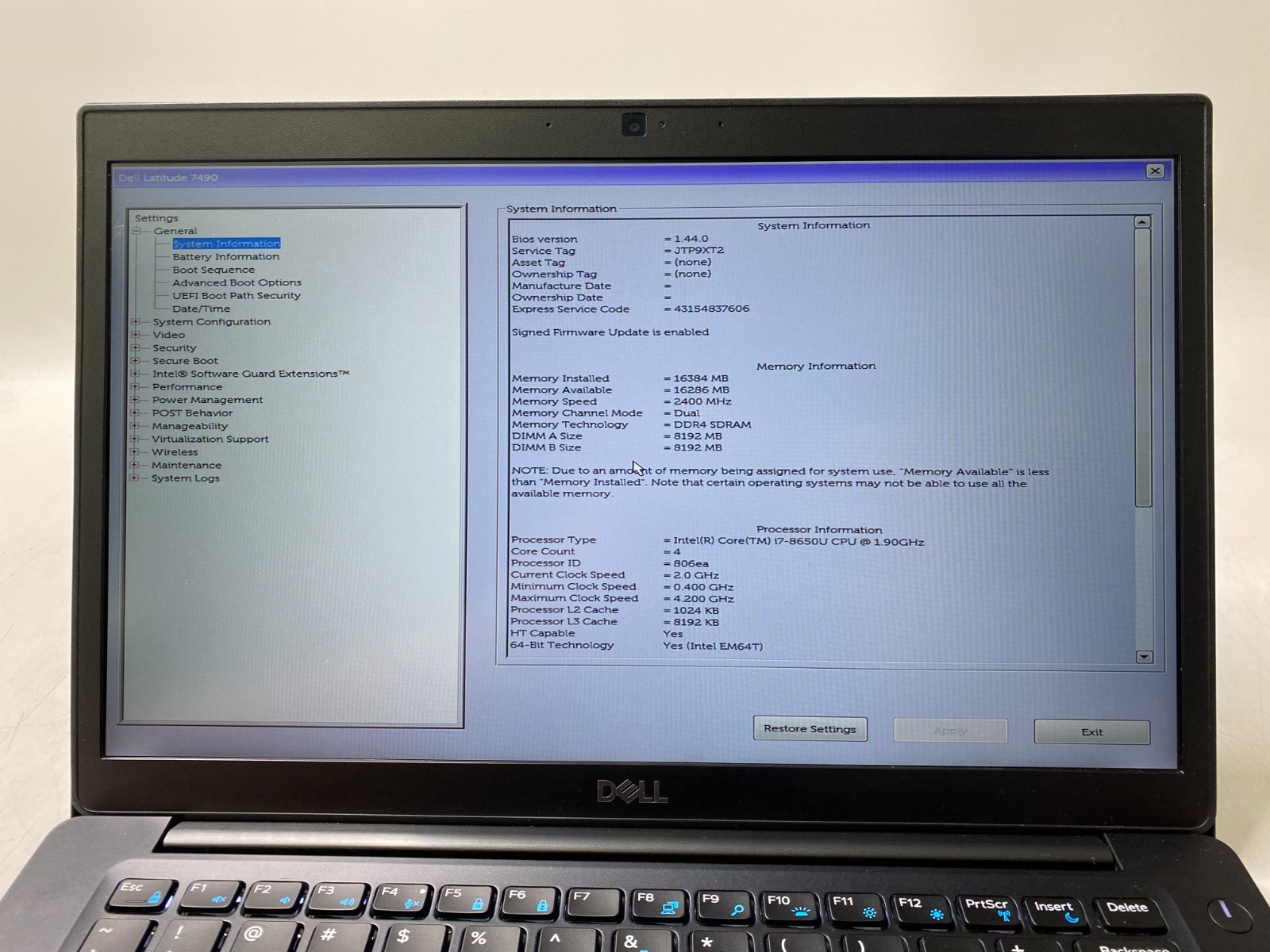 Dell Latitude 7490 14″ i7-8650U 16GB DDR4 256GB SSD Win11Pro 79% Battery, w/AC