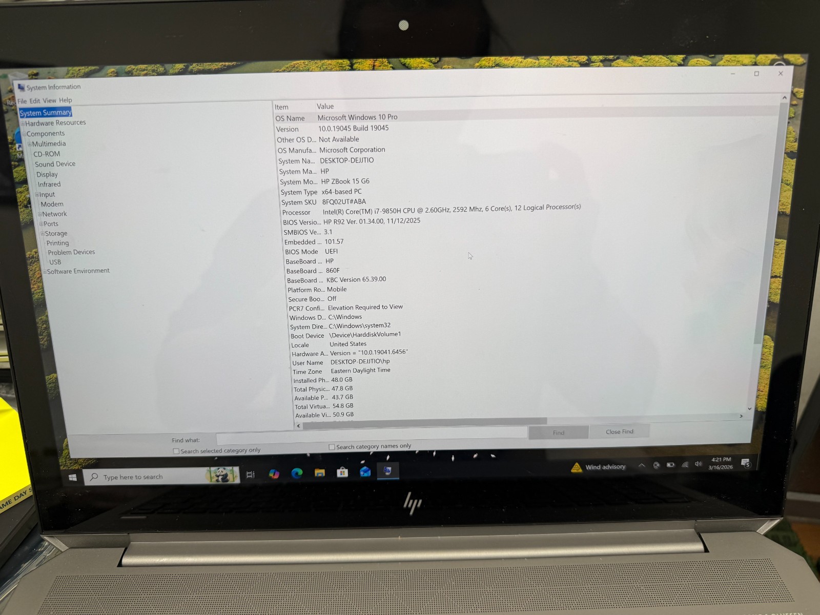 HP ZBOOK 15 G6 15.5″ i7-9850H 2.60GHz 32GB 256SSD /w intel UHD 630 TOUCH SCRN