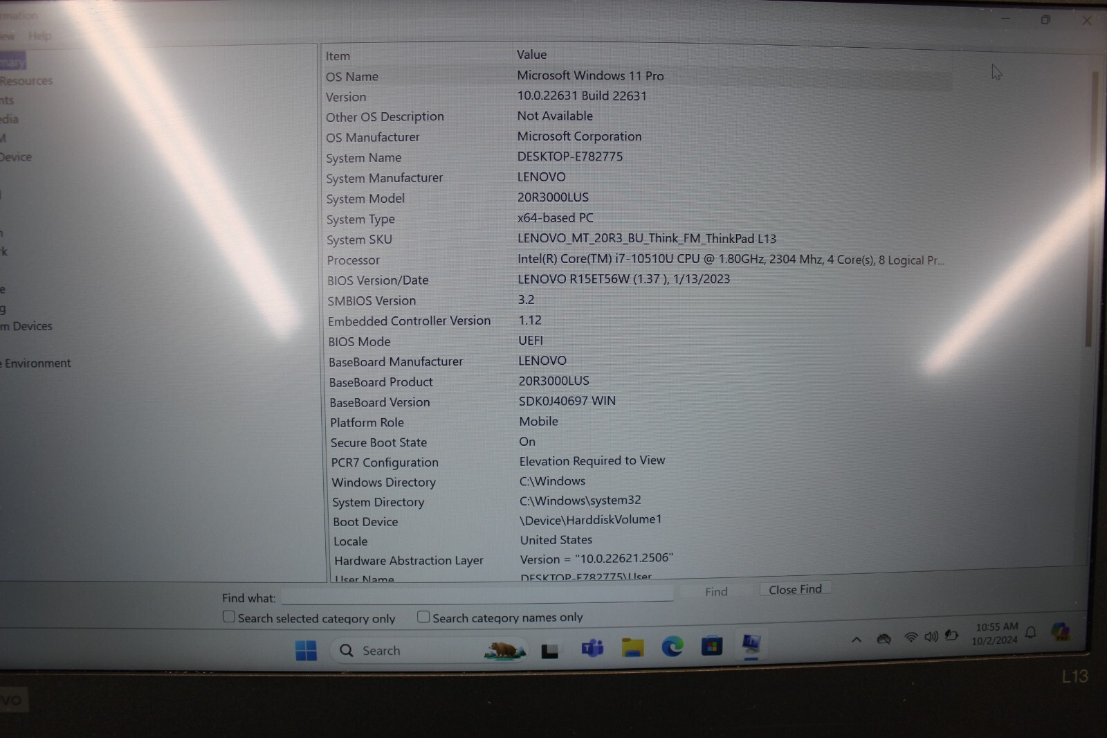 Lenovo Thinkpad L13 I7-10510U 512NvME SSD 16GB LPDDR4 Win11Pro-Touch