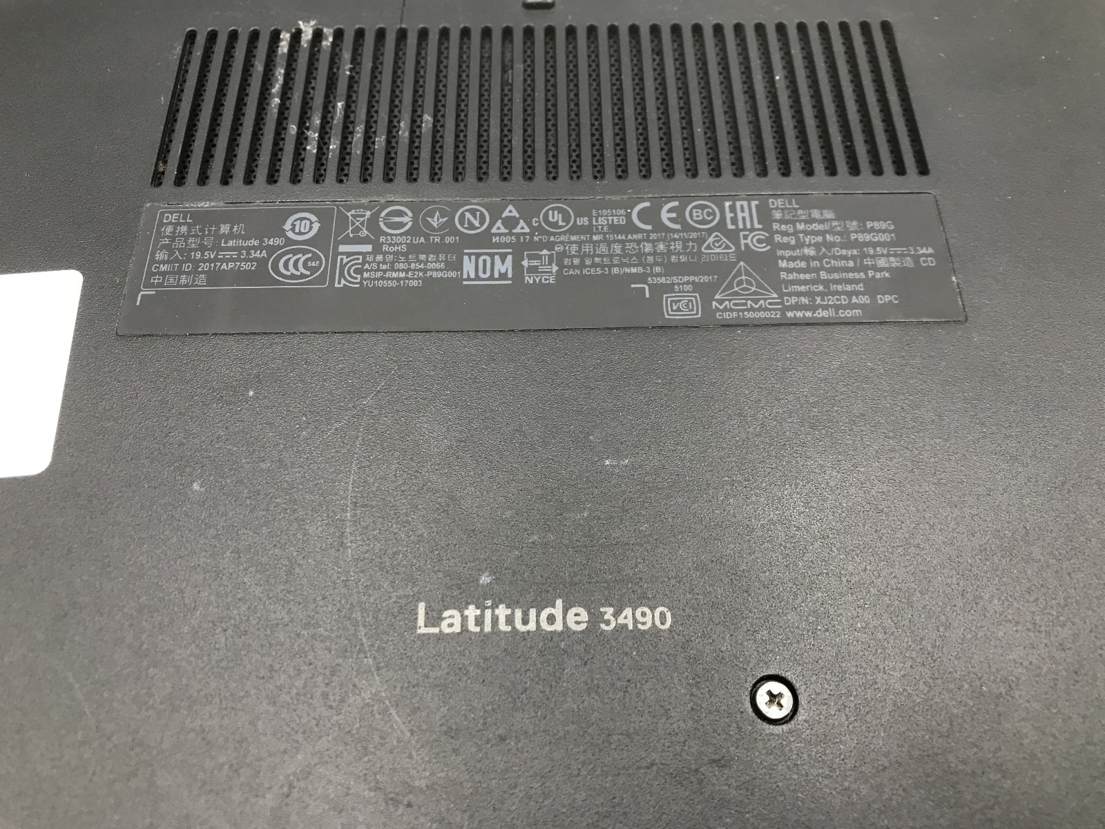 DELL LATITUDE 3490 – FOR PARTS/NO POWER – INTEL I3 8TH GEN – NO RAM – NO OS – BB