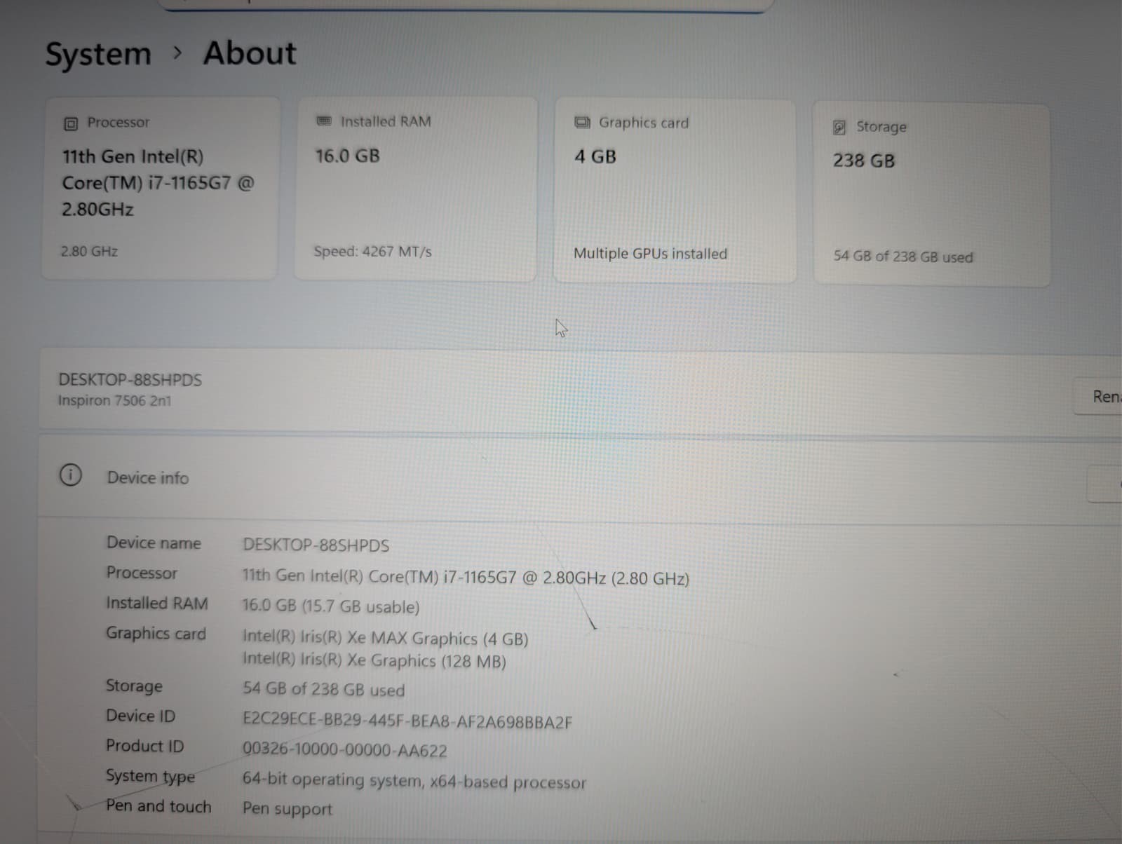 Read! 15″ Dell Inspiron 7506 2-in-1 4K | i7-1165G7 16GB RAM 256GB SSD | 4GB GPU