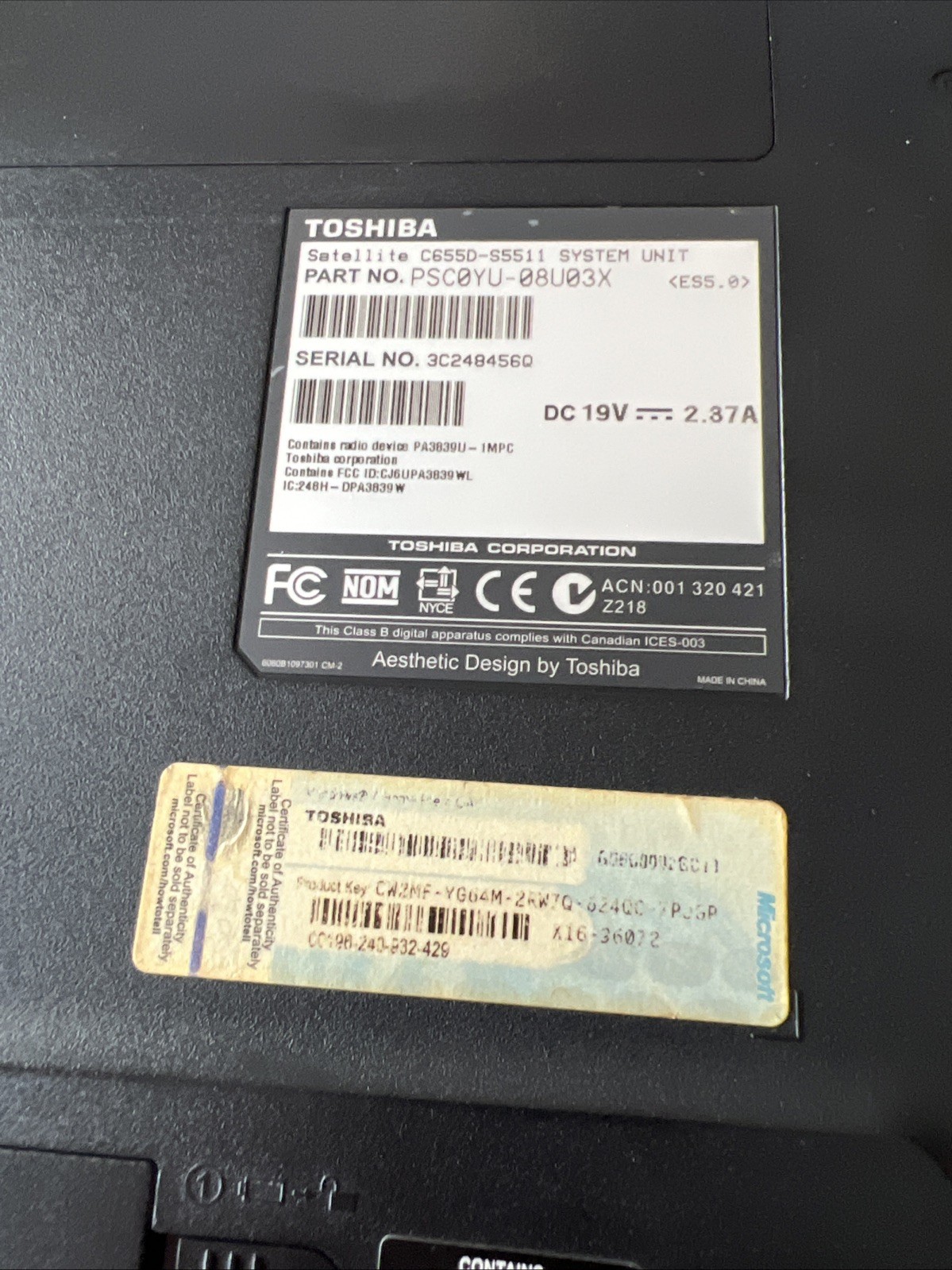 Toshiba Satellite C655D-S5511 15.6″ Laptop AMD E-300 4GB RAM 320GB Win 10