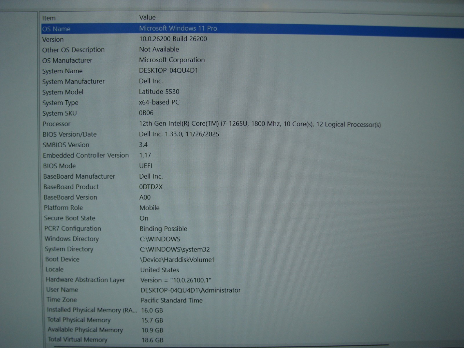 Dell Latitude 5530 15.6″FHD i7-1265U 1.8GHz 16GB 512GB SSD Win 11Pro +Charger
