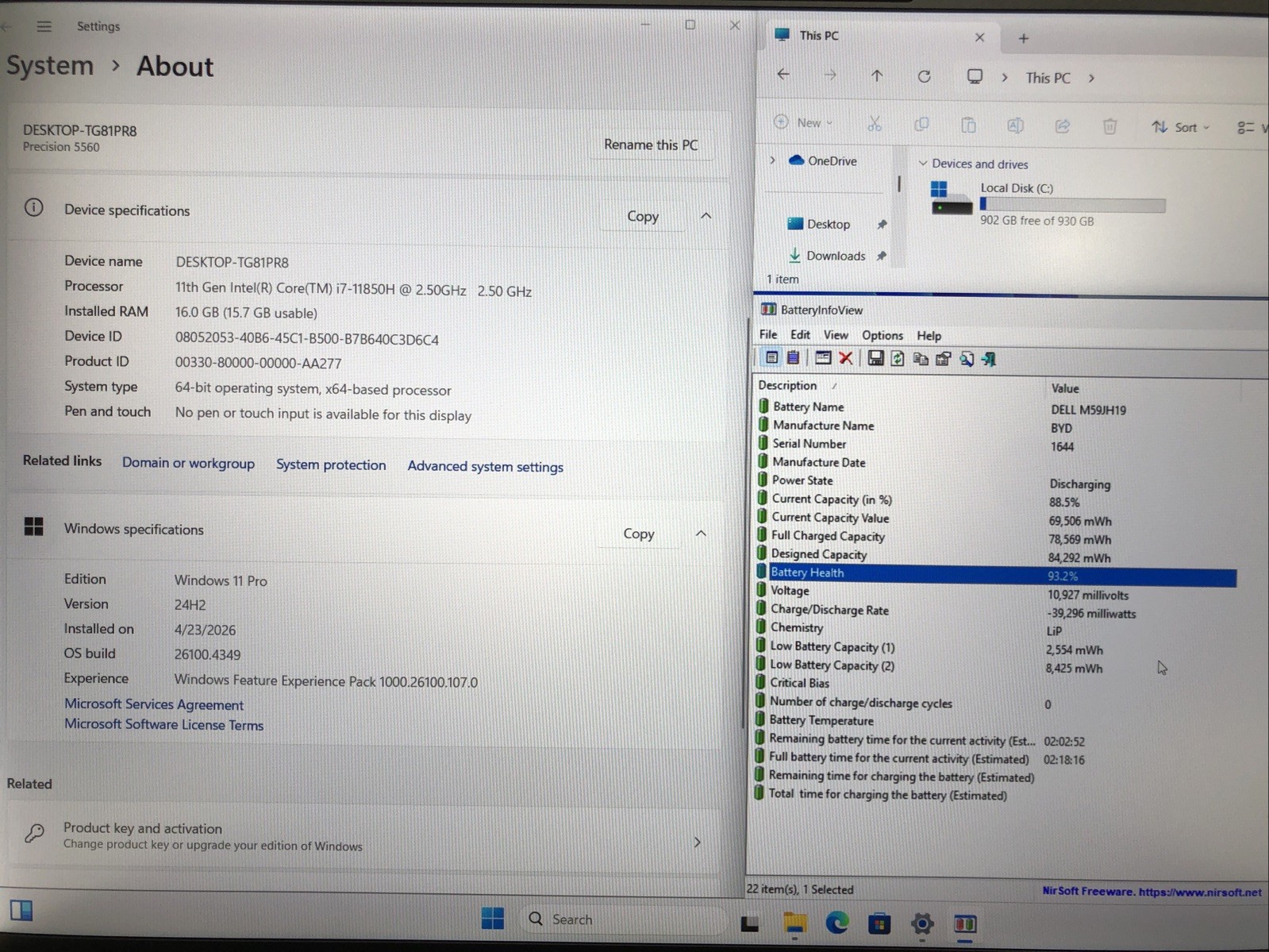 Dell Precision 5560, Intel Core i7-11850H, Nvidia T1200, 16GB RAM, 1TB SSD, W11