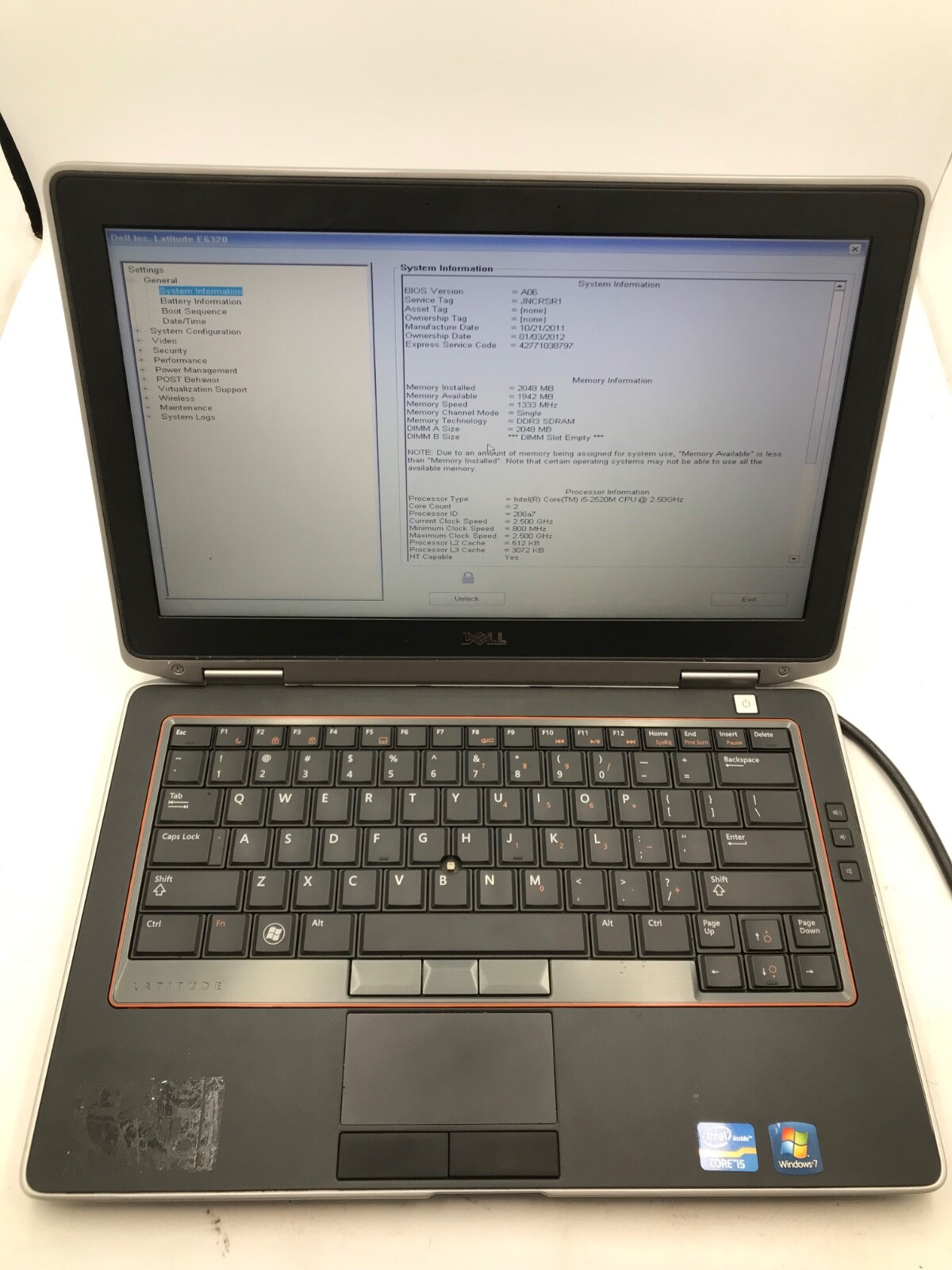 Dell Latitude E6320 13″ Intel Core i5-2520M 2.5GHz -BOOTS/BIOS LOCKED -MZ