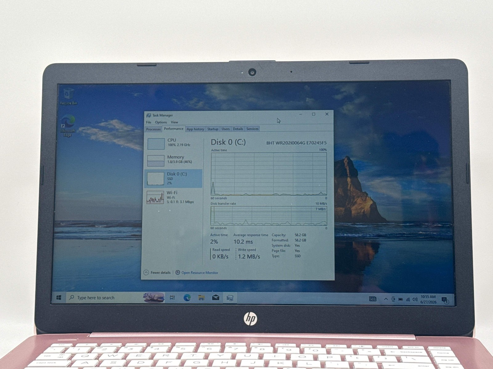 HP Stream 14-ds0080nr 14″ AMD A4-9120e 4GB 64GB eMMC Pink