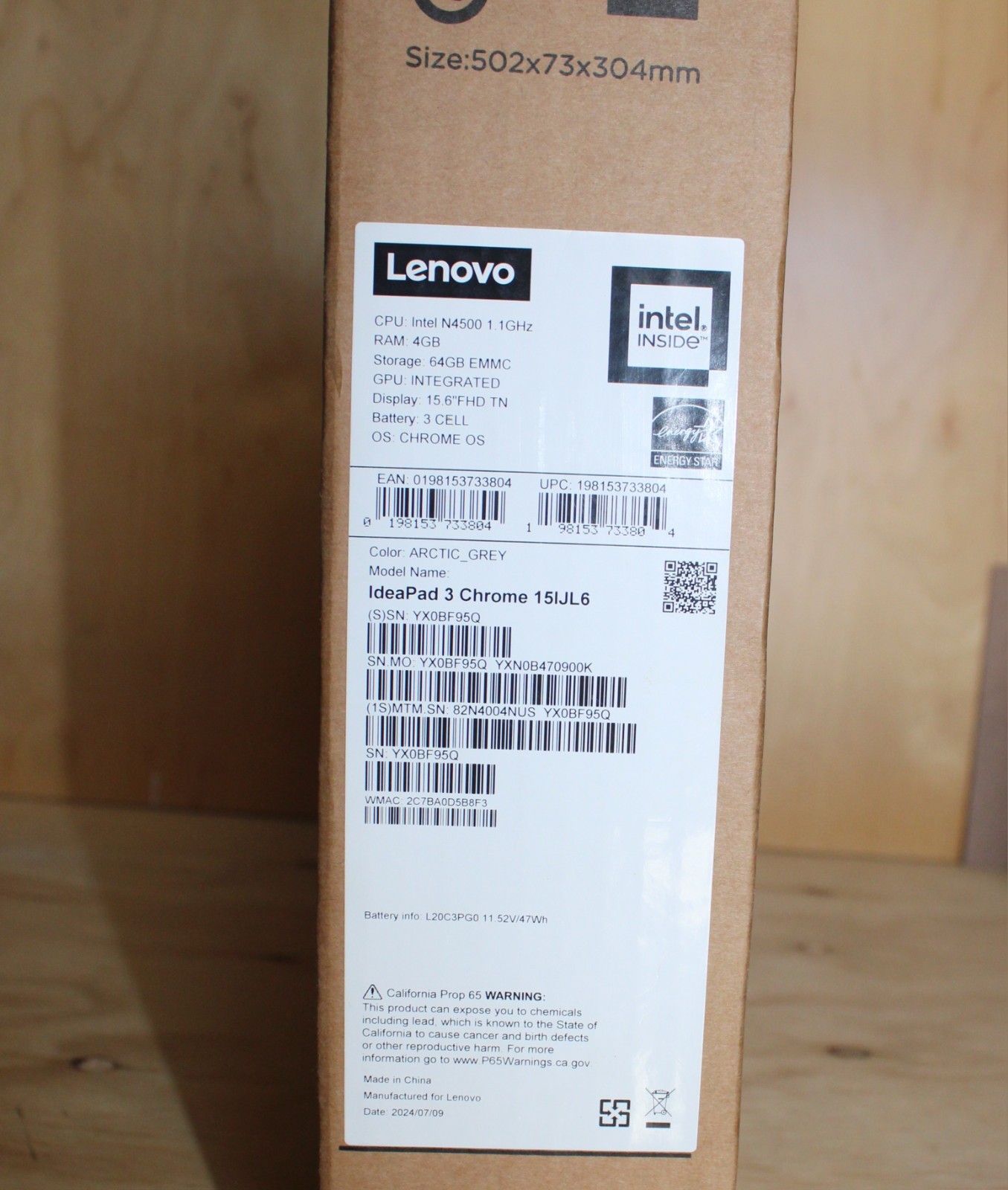 Lenovo IdeaPad 3 Chrome 15ijl6 , 15.6″ Open Box , Factory reset , with charger.