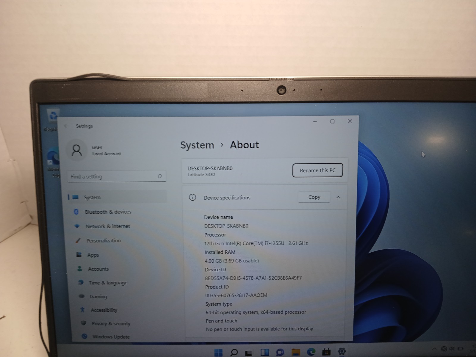 Dell Latitude 5430 14″ Laptop i7-1255U 4GB RAM 256GB SSD WIN11 #97