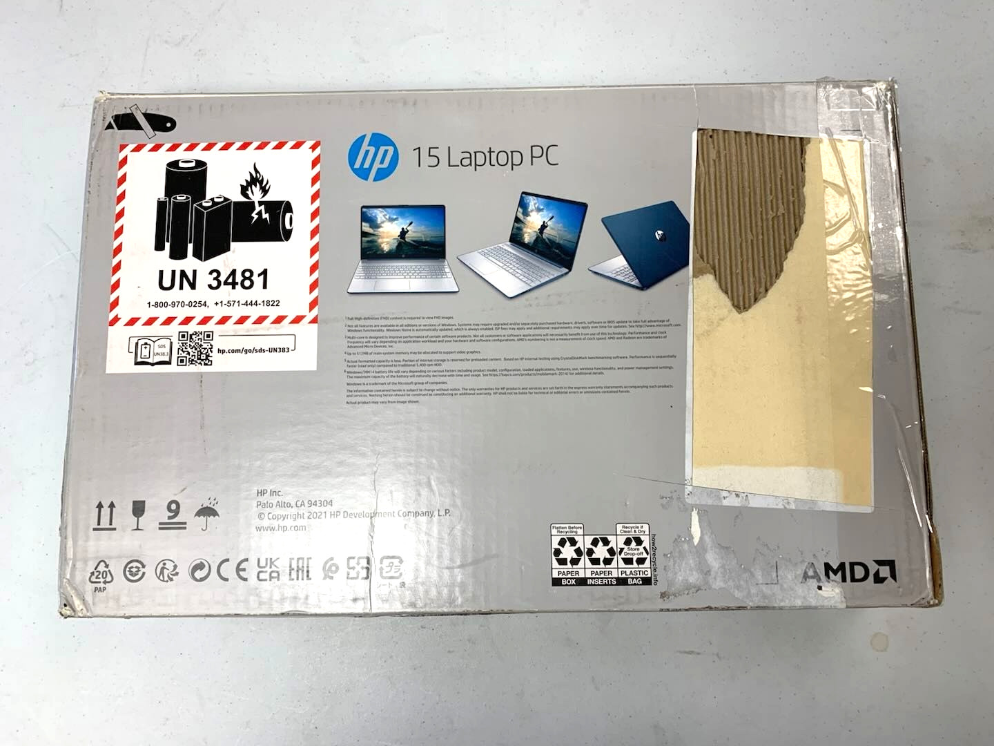 HP 15.6″ FHD Laptop, AMD R5-5500U, 8GB RAM, 256GB SSD, 15-ef2126wm 25-70