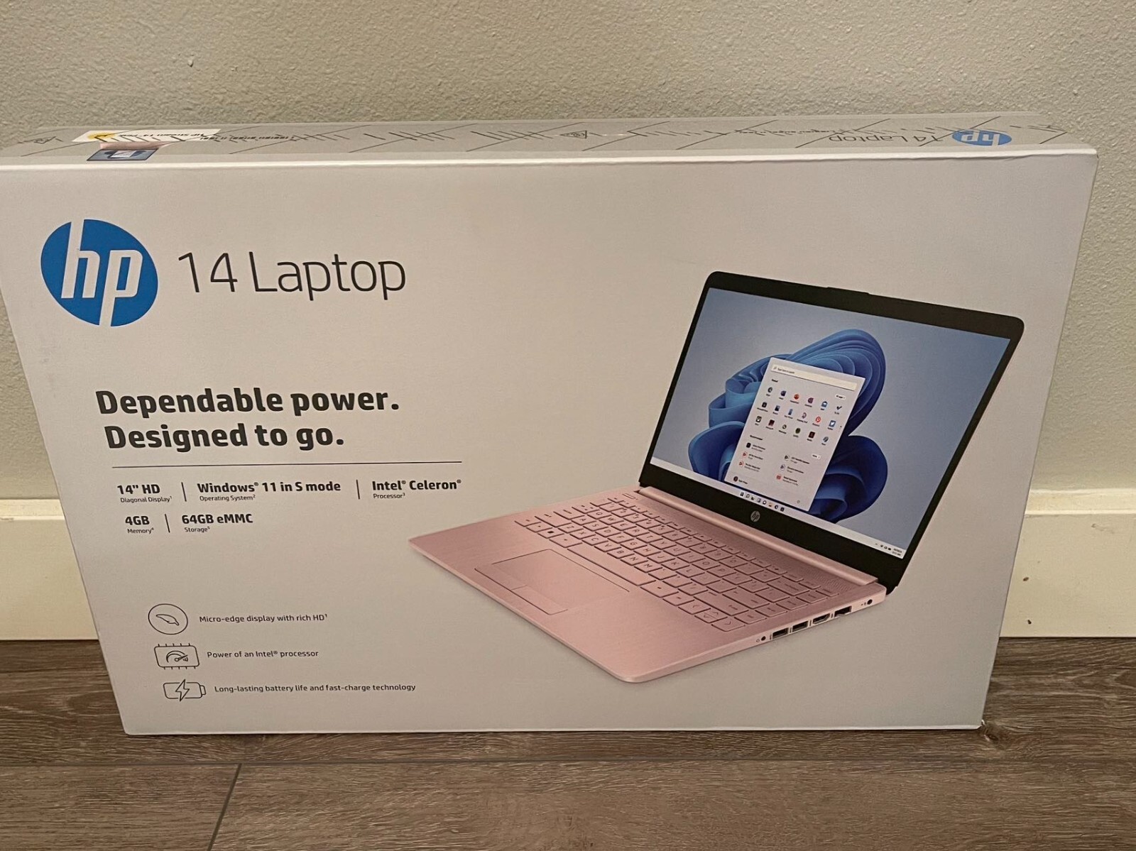 NEW HP Laptop 14″ Intel Celeron N4120 Windows 11 4GB / 64GB eMMC Pink Notebook