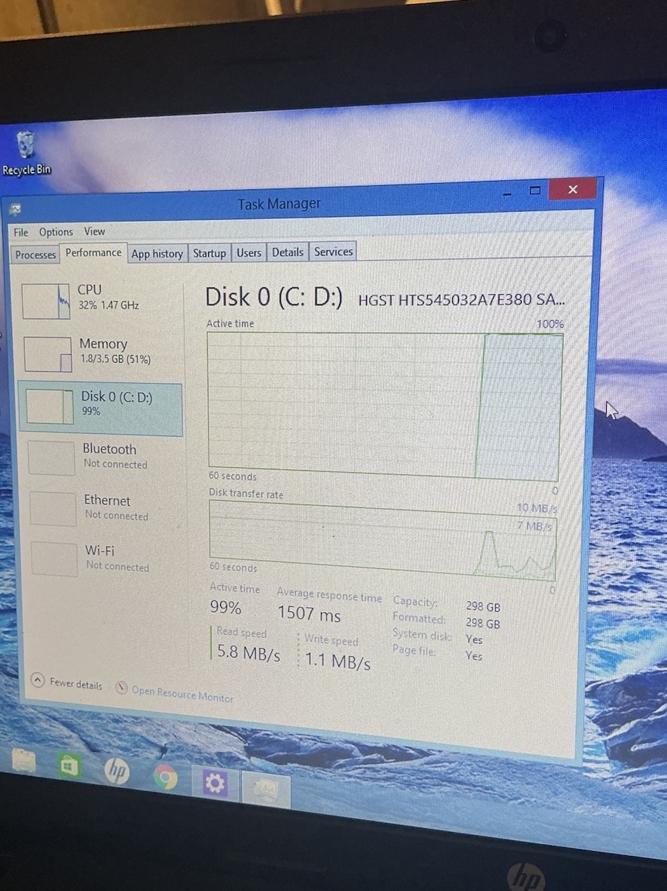 HP 2000 TPN-I108 AMD E-300 APU w Radeon 1.29 GHz 4.0GB DDR3 RAM Win8 No Battery