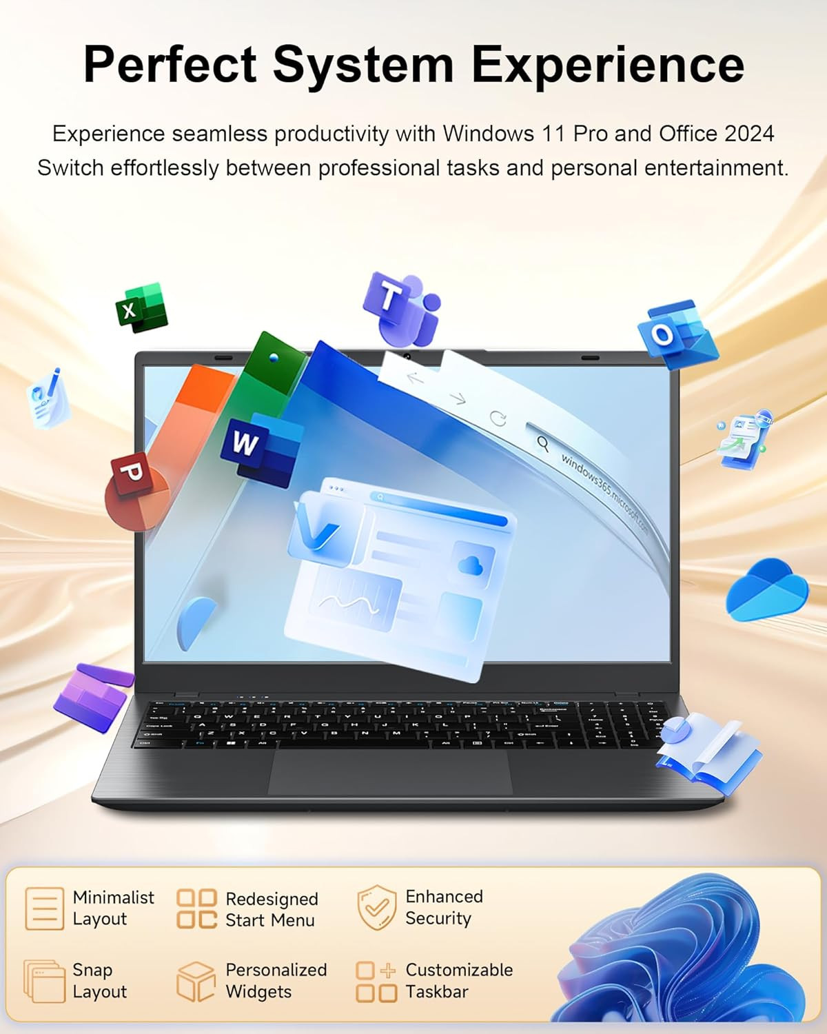 15.6″ Laptop Computer, Laptop with 16GB RAM 512B SSD, Gold 6500Y (Up to 3.4Ghz),