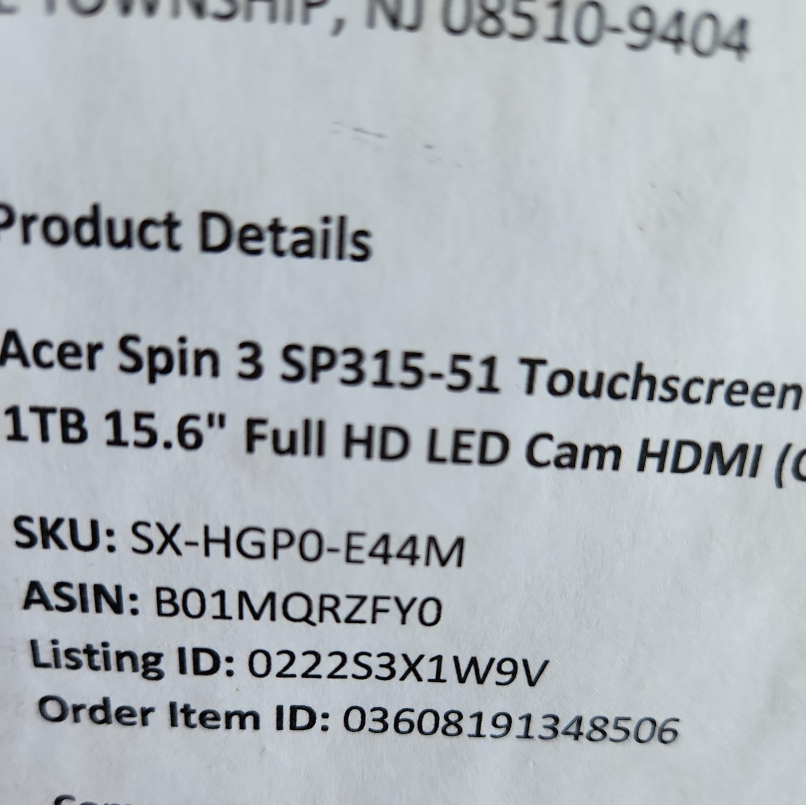 Acer Spin 3 Sp315-51 Touchscreen 2-1 Convertible Laptop Intel Core i7