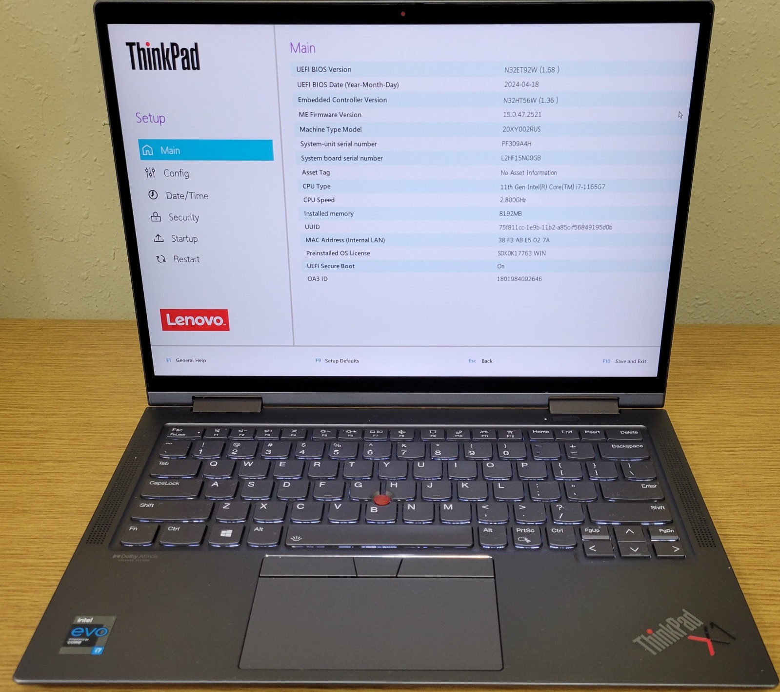Lenovo ThinkPad 360 X1 Yoga Gen 6 i7-1165G7 2.80GHz 8GB 128GB SSD Iris Xe No OS
